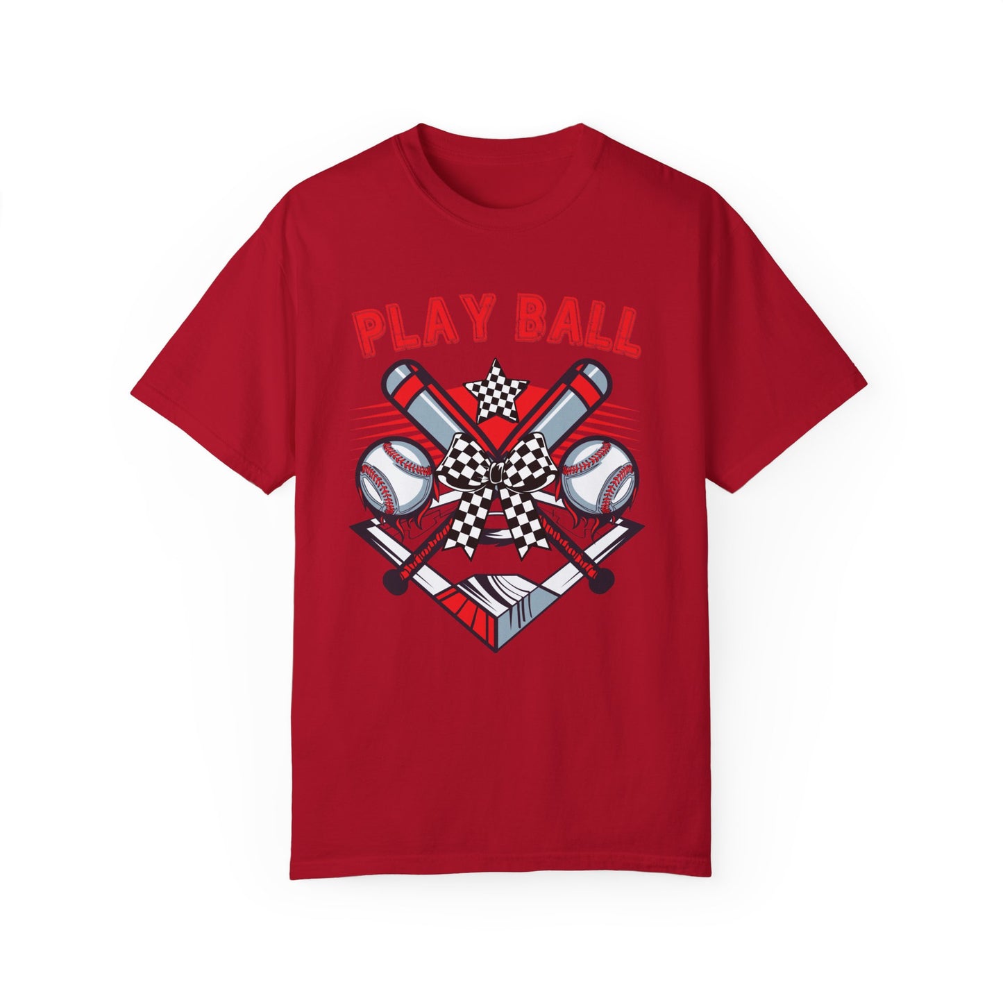 Play Ball Checkered Bow T-Shirt