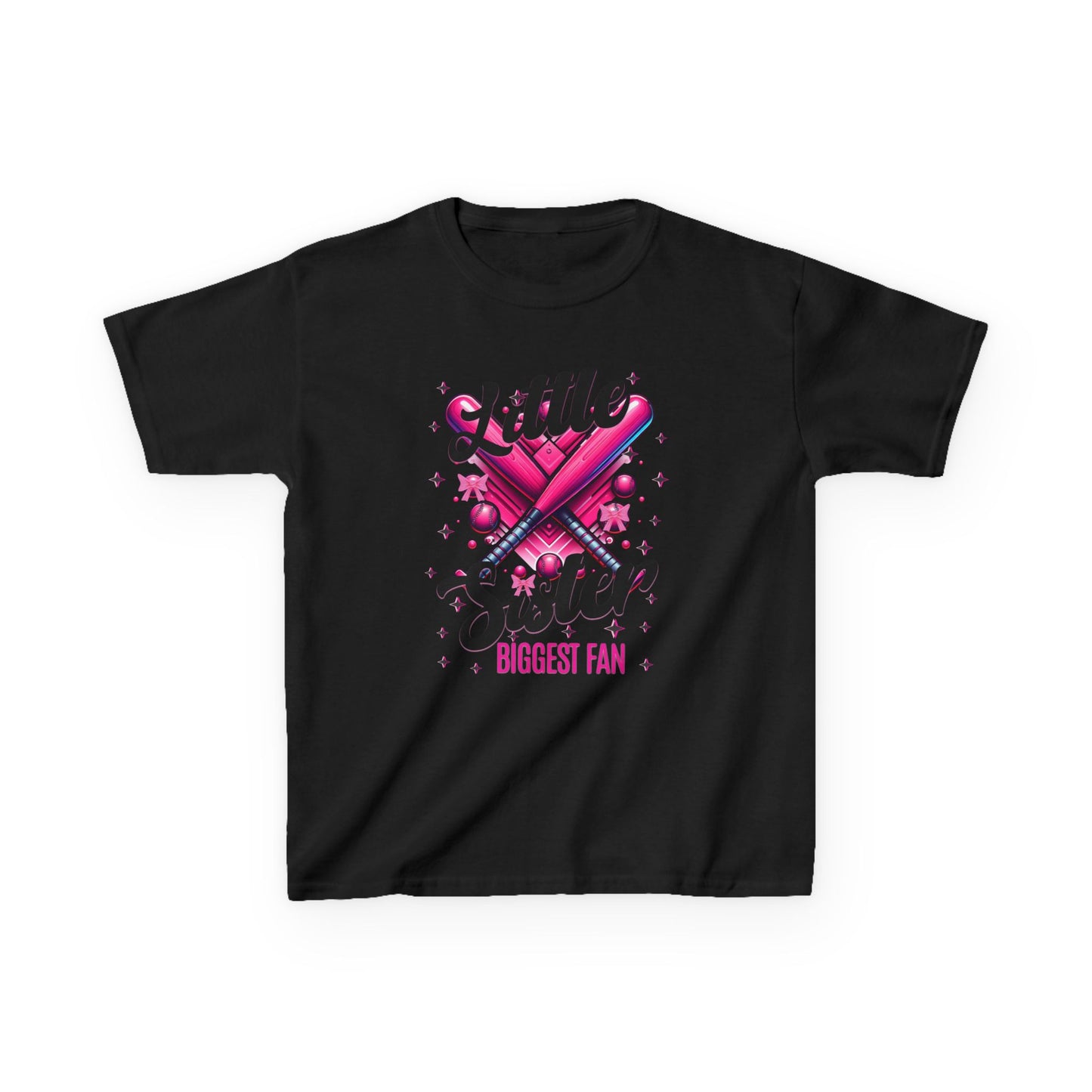 Kids Little Sister Biggest Baseball Softball Fan Tee