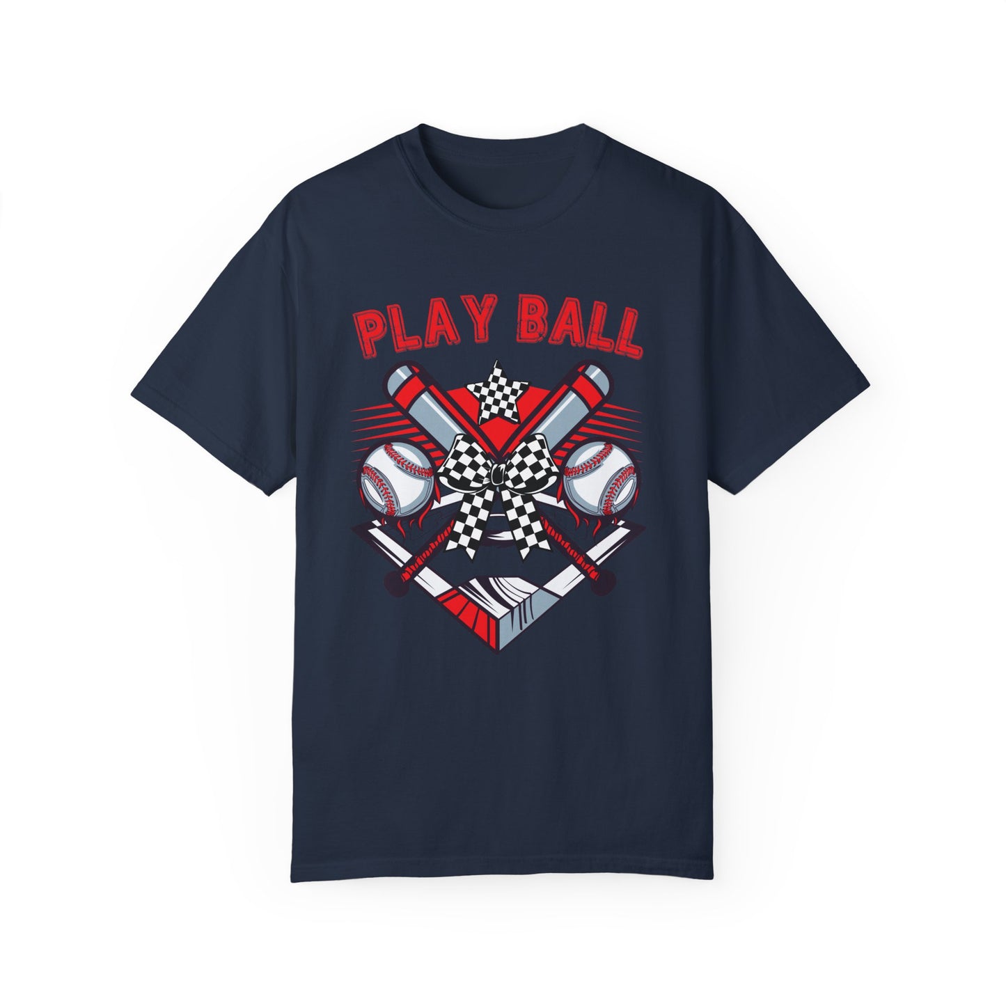 Play Ball Checkered Bow T-Shirt