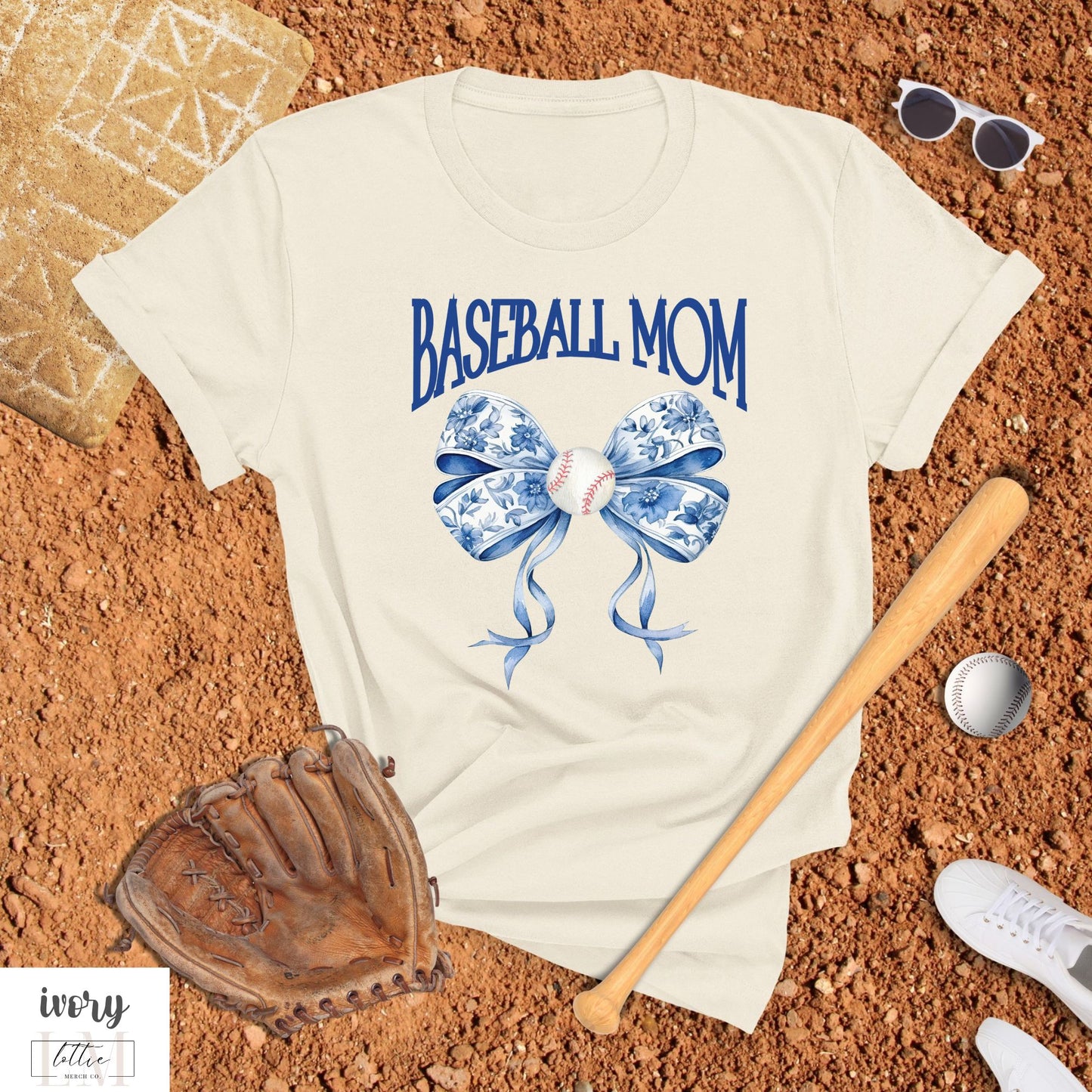 Toile Baseball Mom Bow T-Shirt