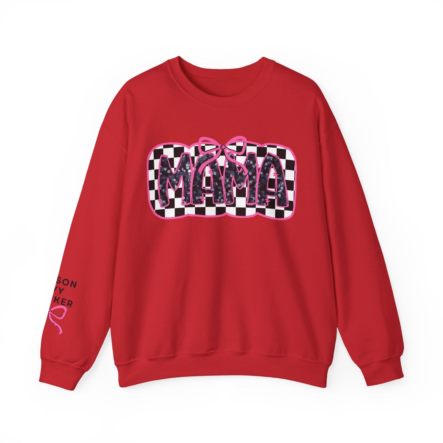 Personalized Bow Checkered Mama Sweatshirt