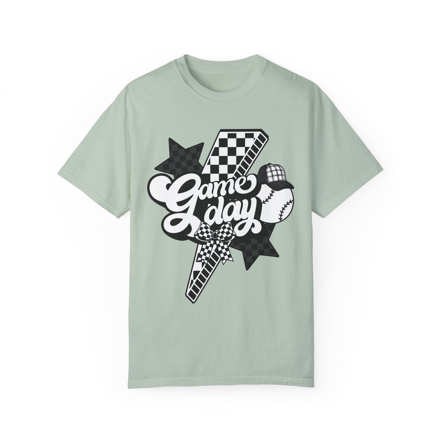 Lightning Bolt Checkered Baseball Game Day T-Shirt