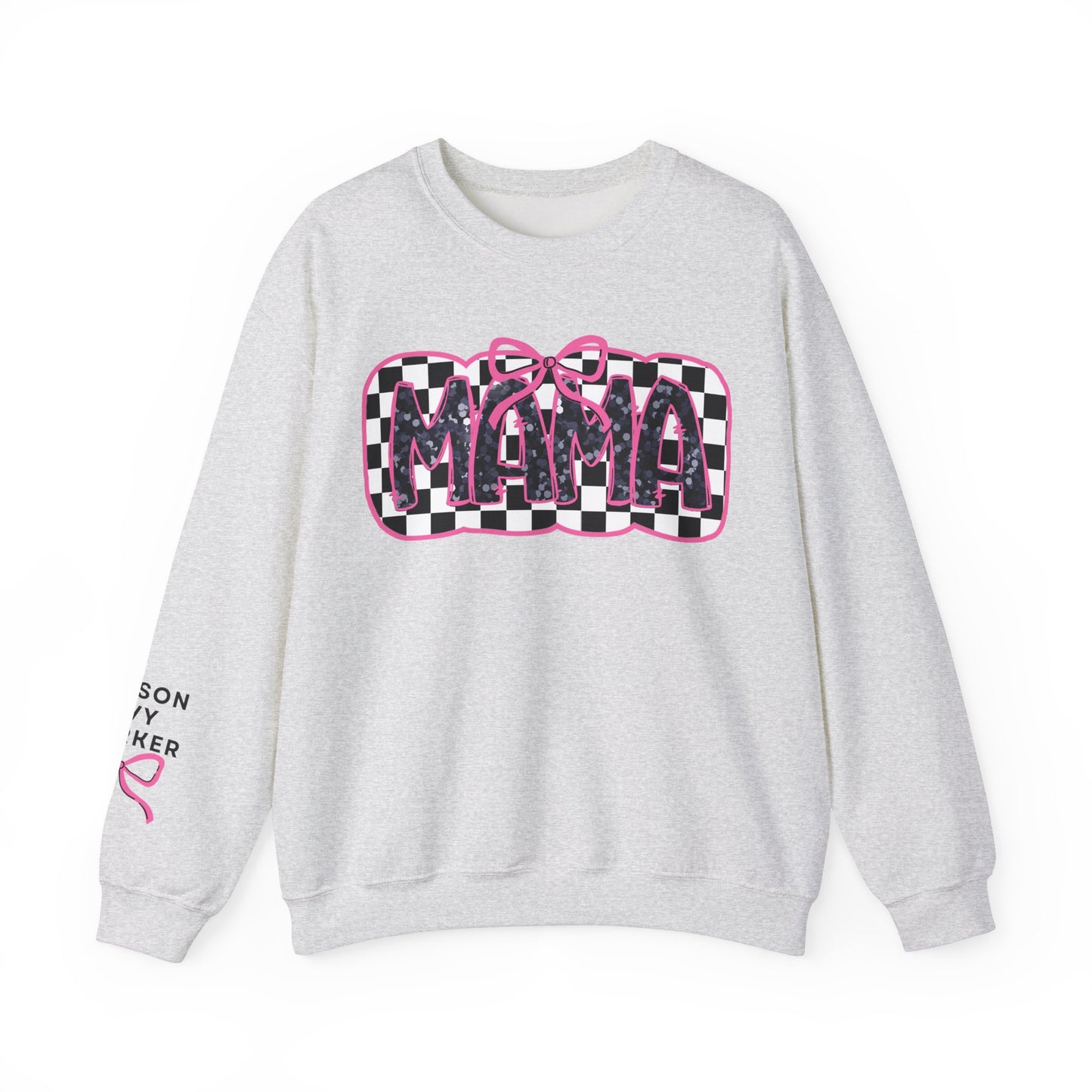 Personalized Bow Checkered Mama Sweatshirt