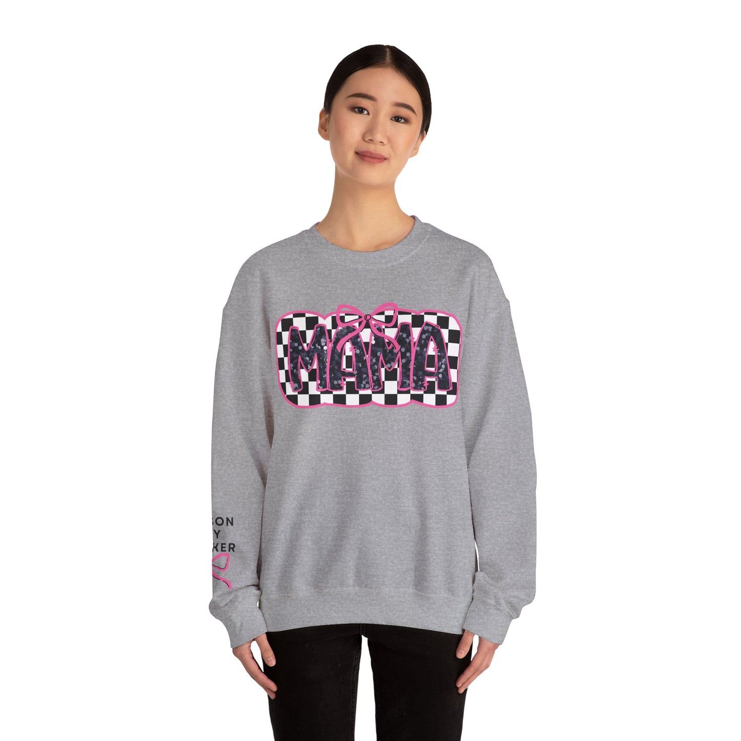 Personalized Bow Checkered Mama Sweatshirt