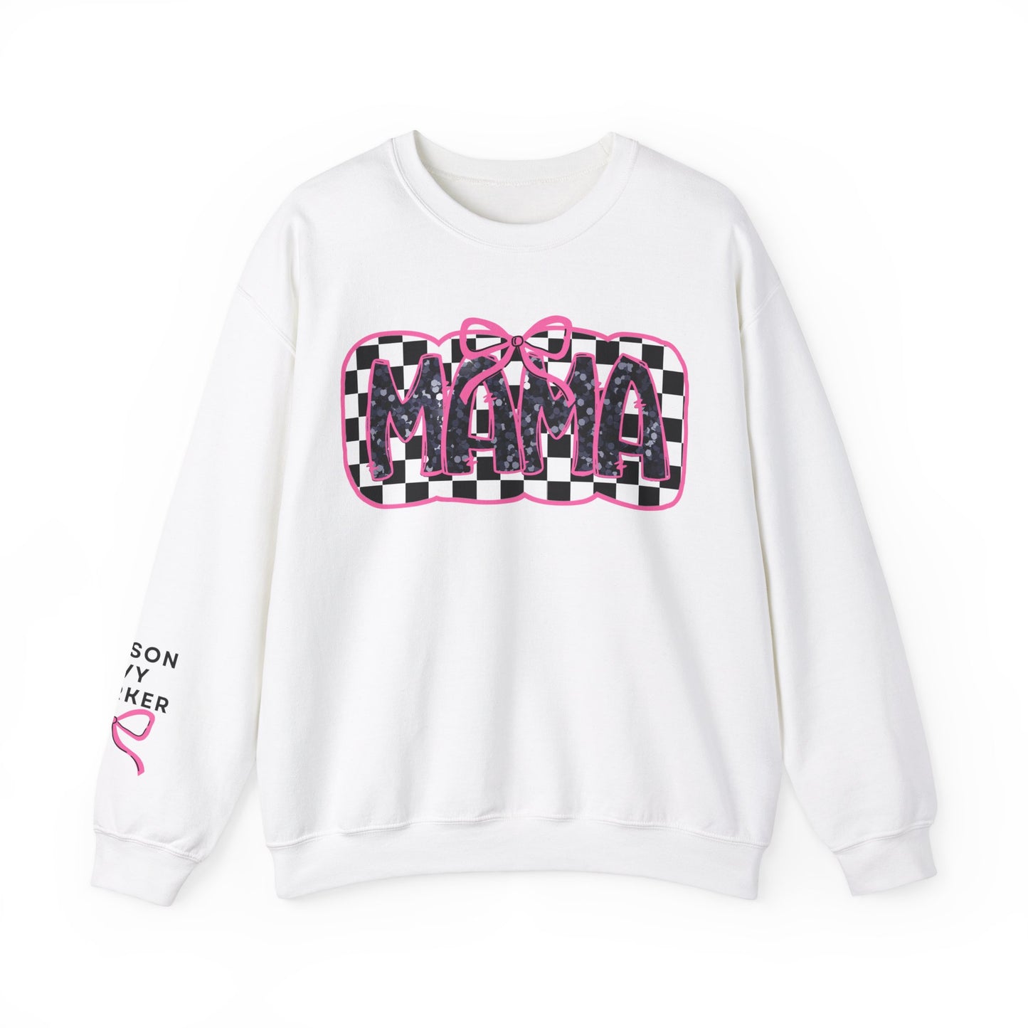 Personalized Bow Checkered Mama Sweatshirt