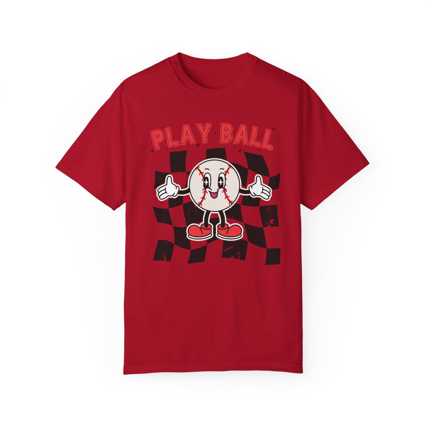 Play Baseball Checkered T-Shirt