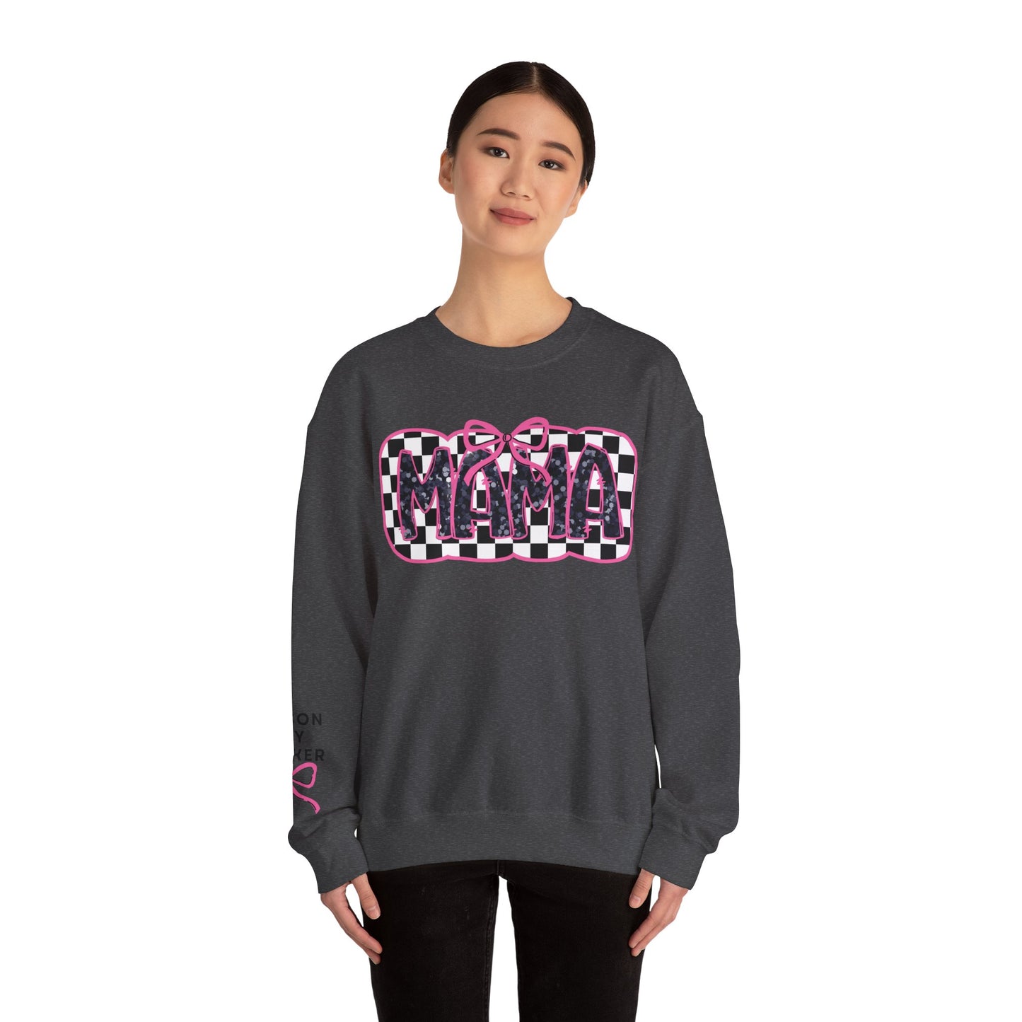 Personalized Bow Checkered Mama Sweatshirt
