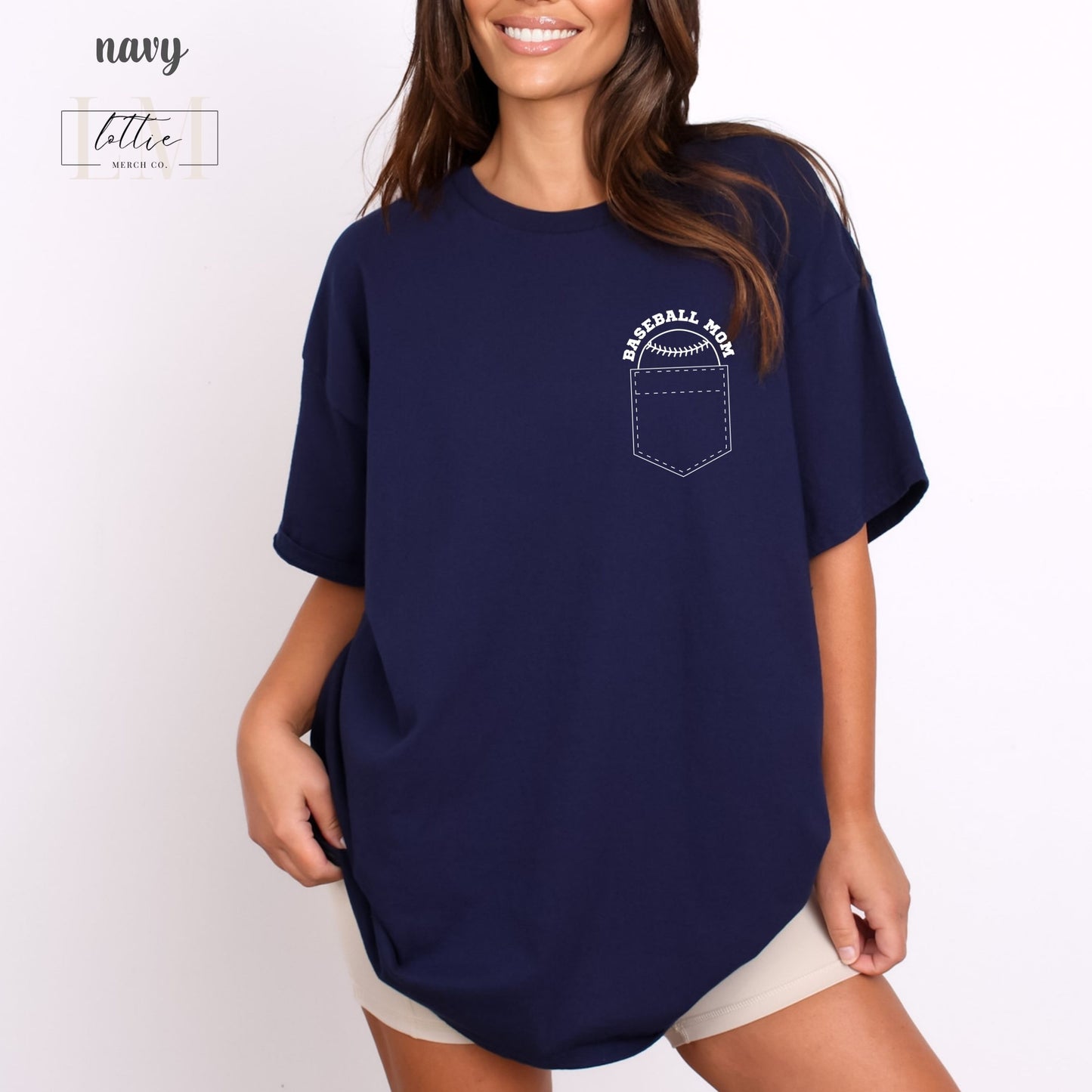 Baseball Mom Pocket Design T-Shirt
