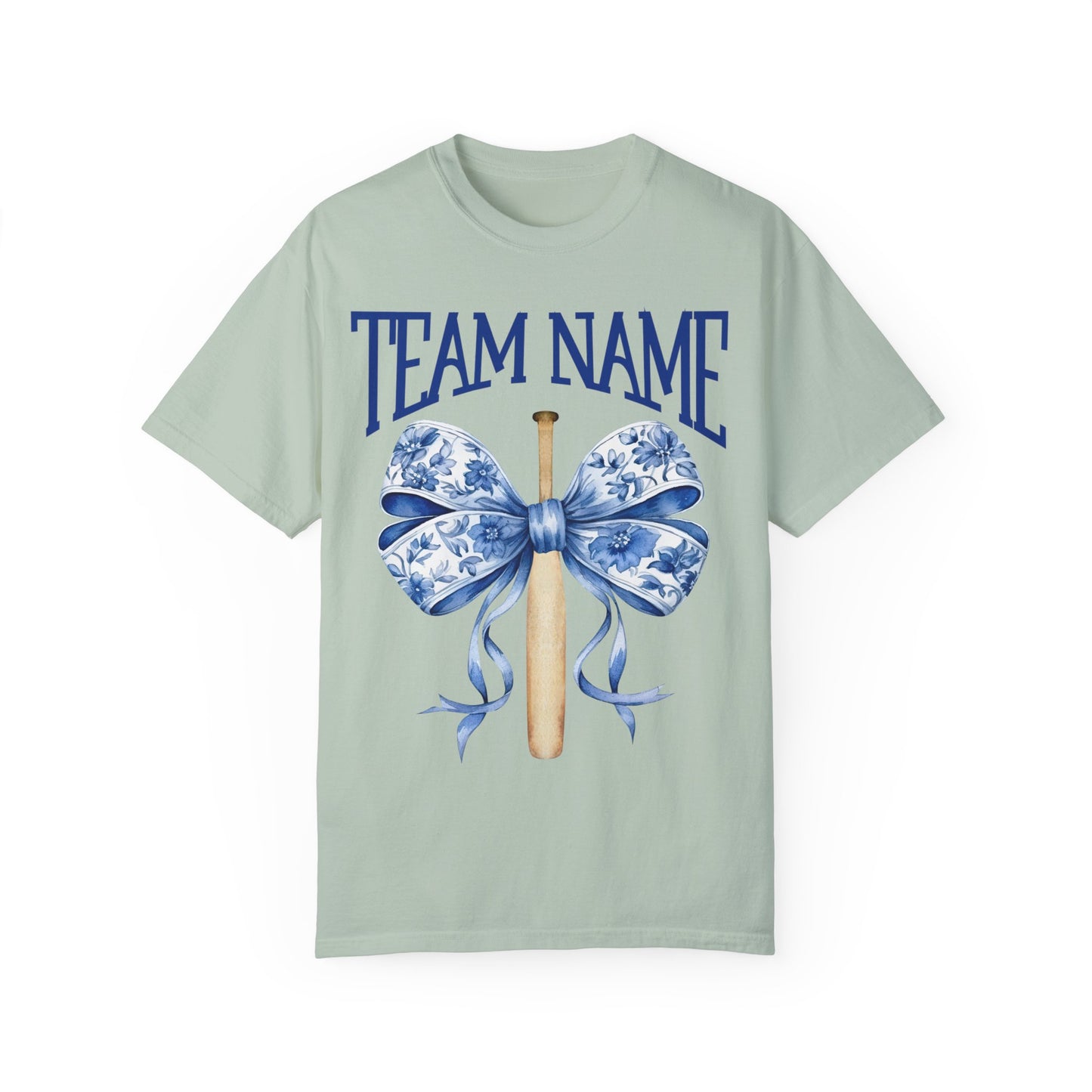 Custom Team Name Toile Baseball Mom Bow T-Shirt