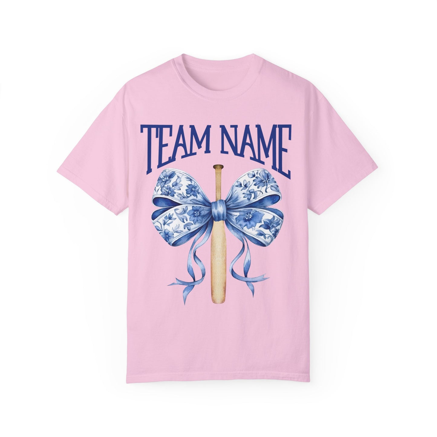 Custom Team Name Toile Baseball Mom Bow T-Shirt