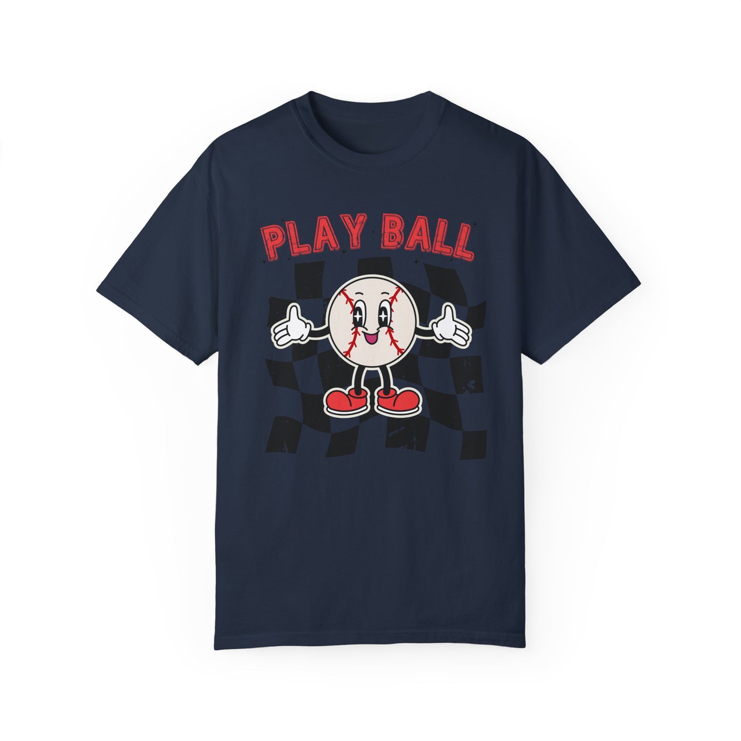 Play Baseball Checkered T-Shirt