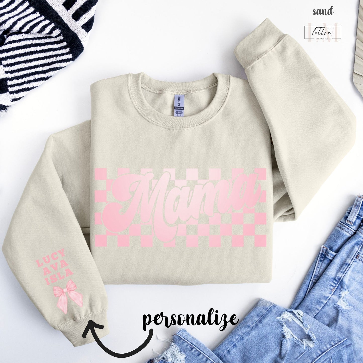 Personalized Checkered Mama Sweatshirt