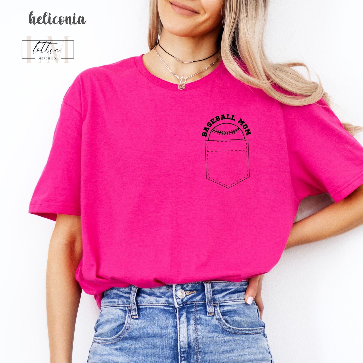 Baseball Mom Pocket Design T-Shirt