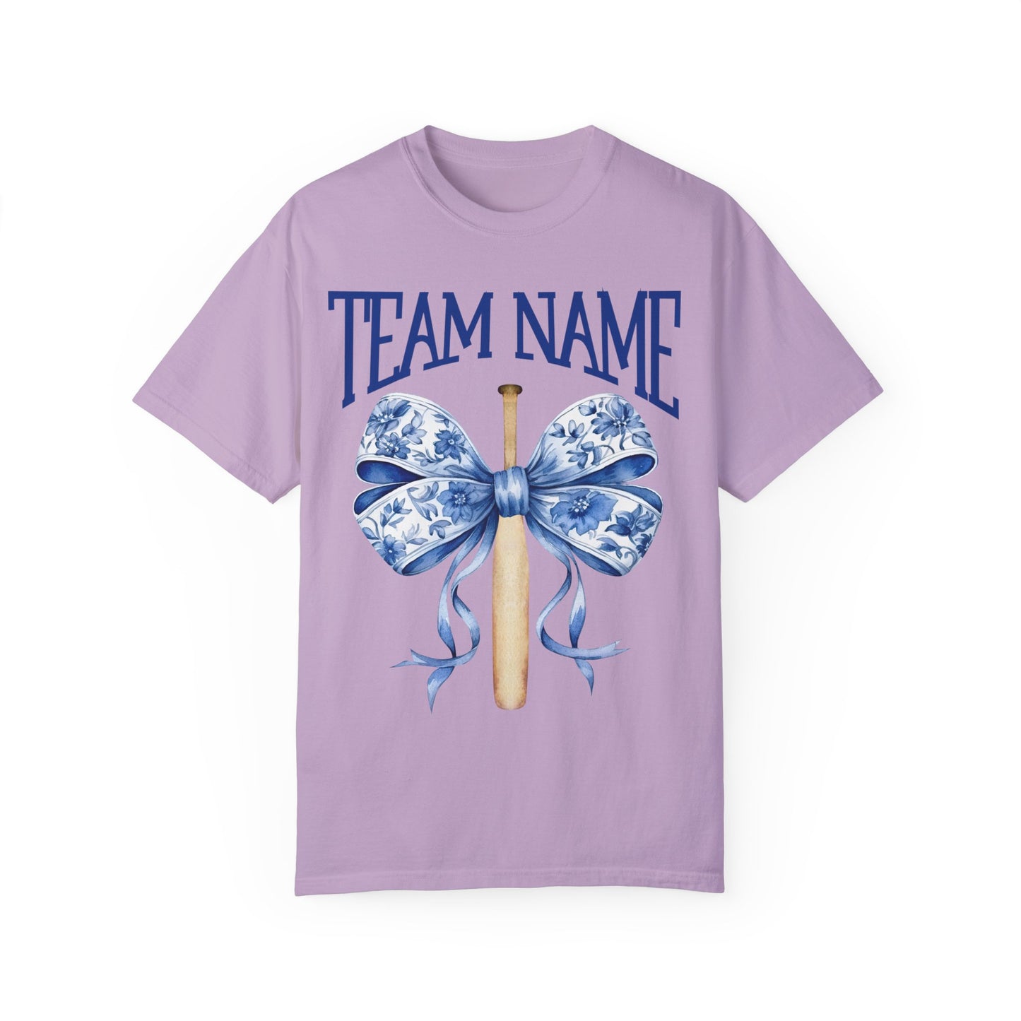 Custom Team Name Toile Baseball Mom Bow T-Shirt