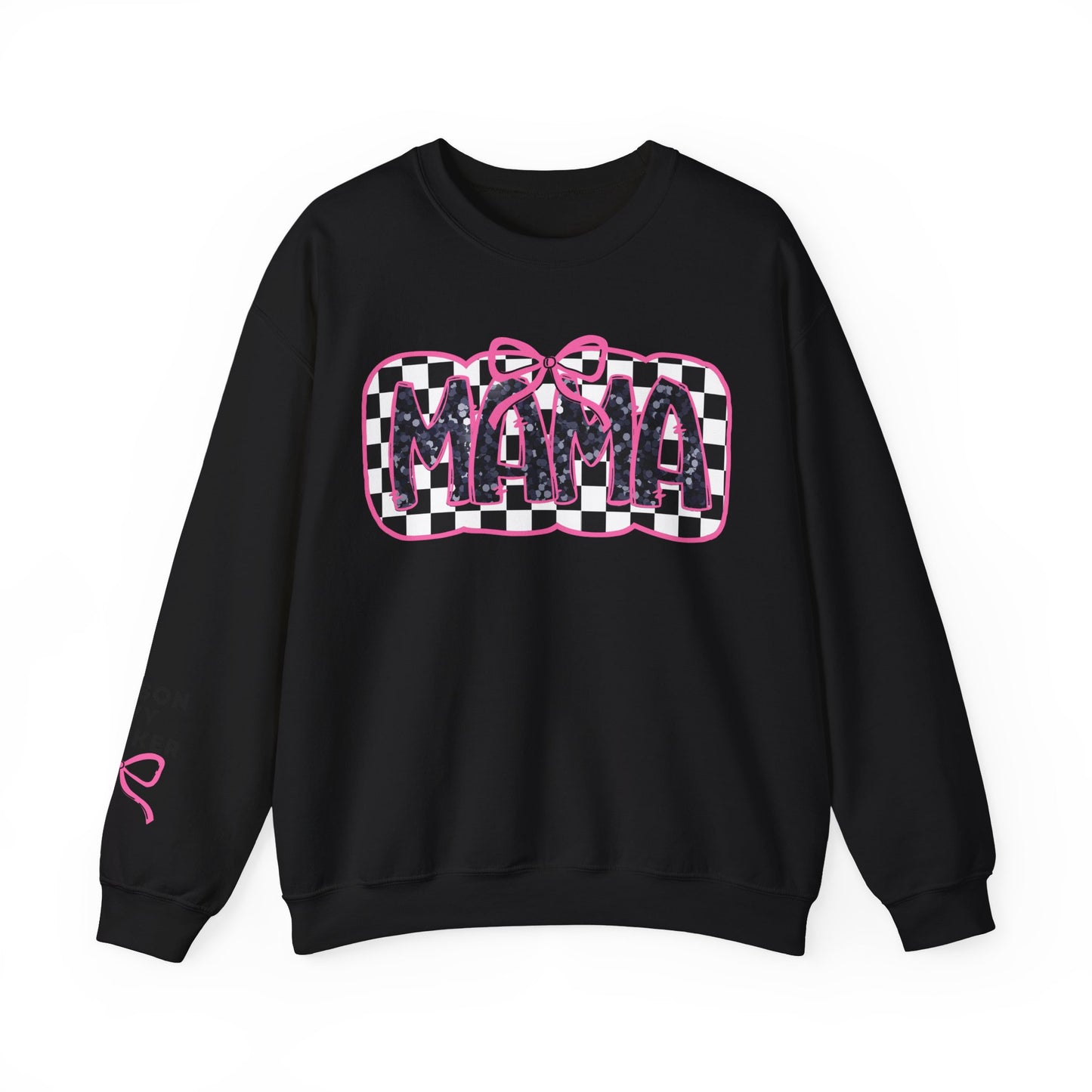 Personalized Bow Checkered Mama Sweatshirt