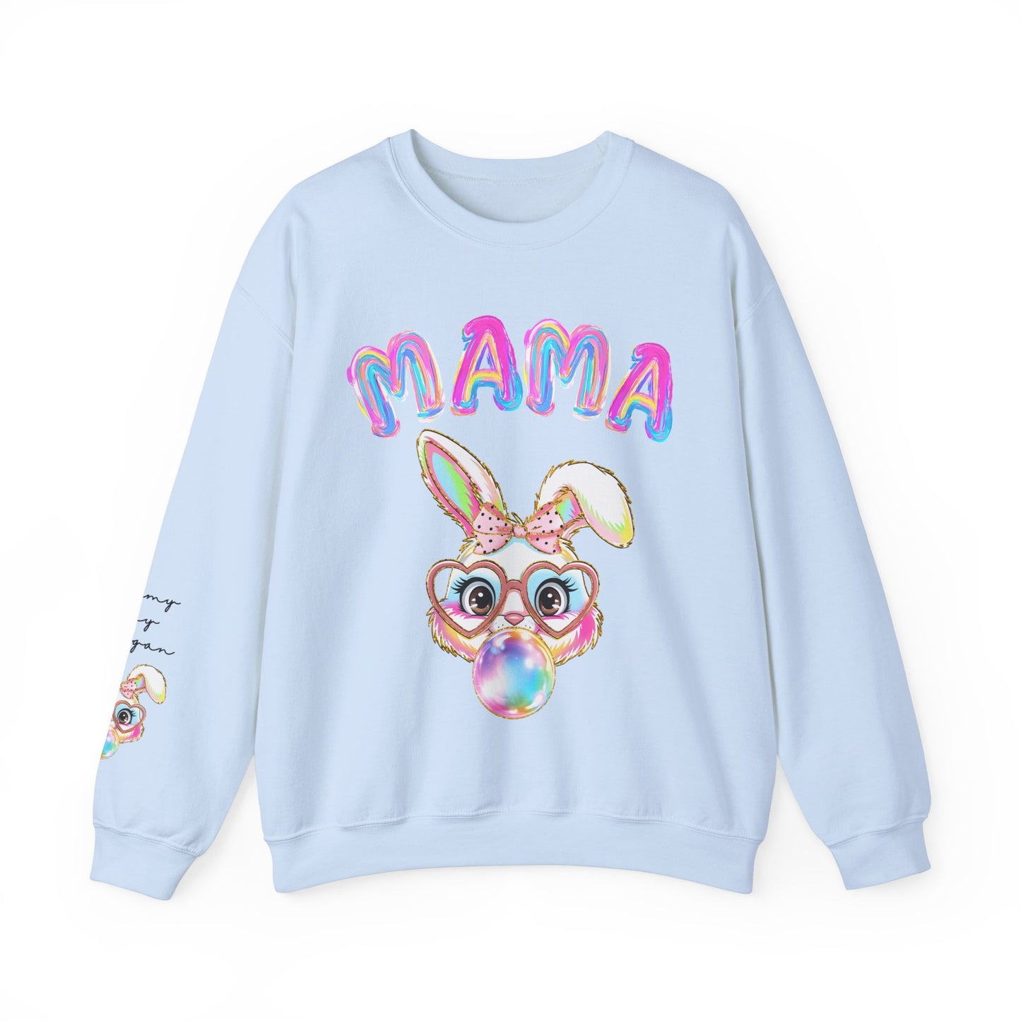 Personalized Mama Bunny Blowing Bubbles Sweatshirt