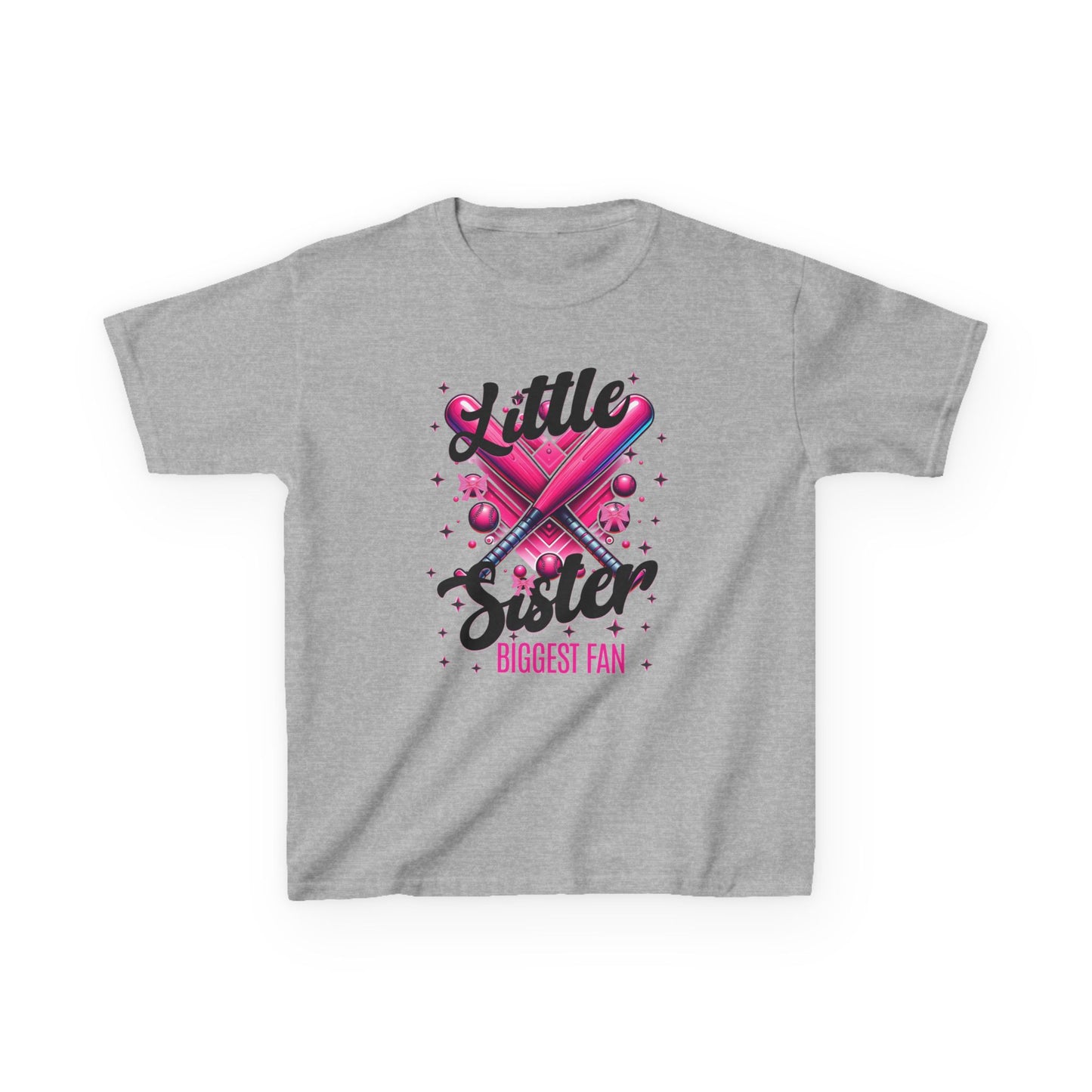 Kids Little Sister Biggest Baseball Softball Fan Tee