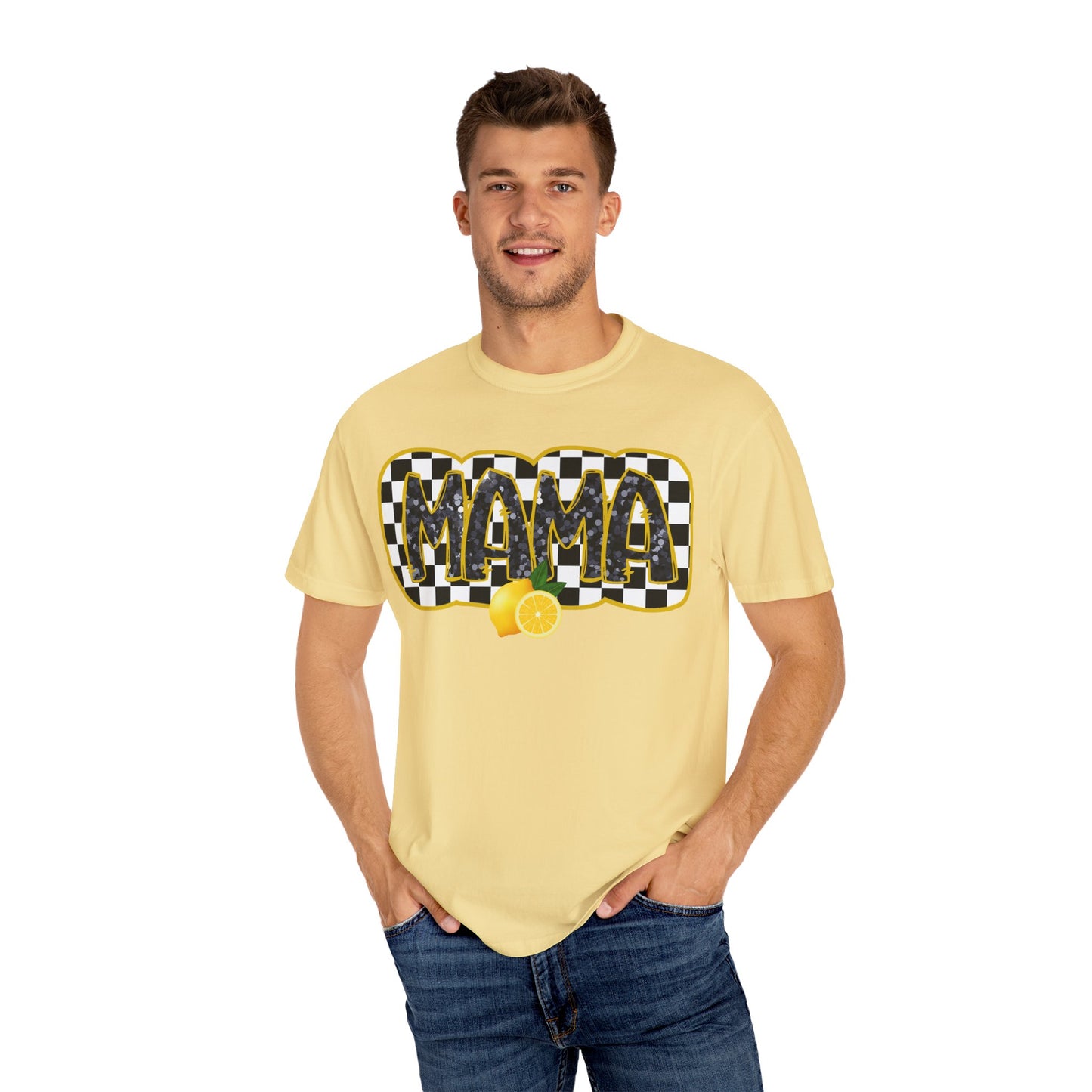 Checkered Lemon Mama T-Shirt, Gift for Mom