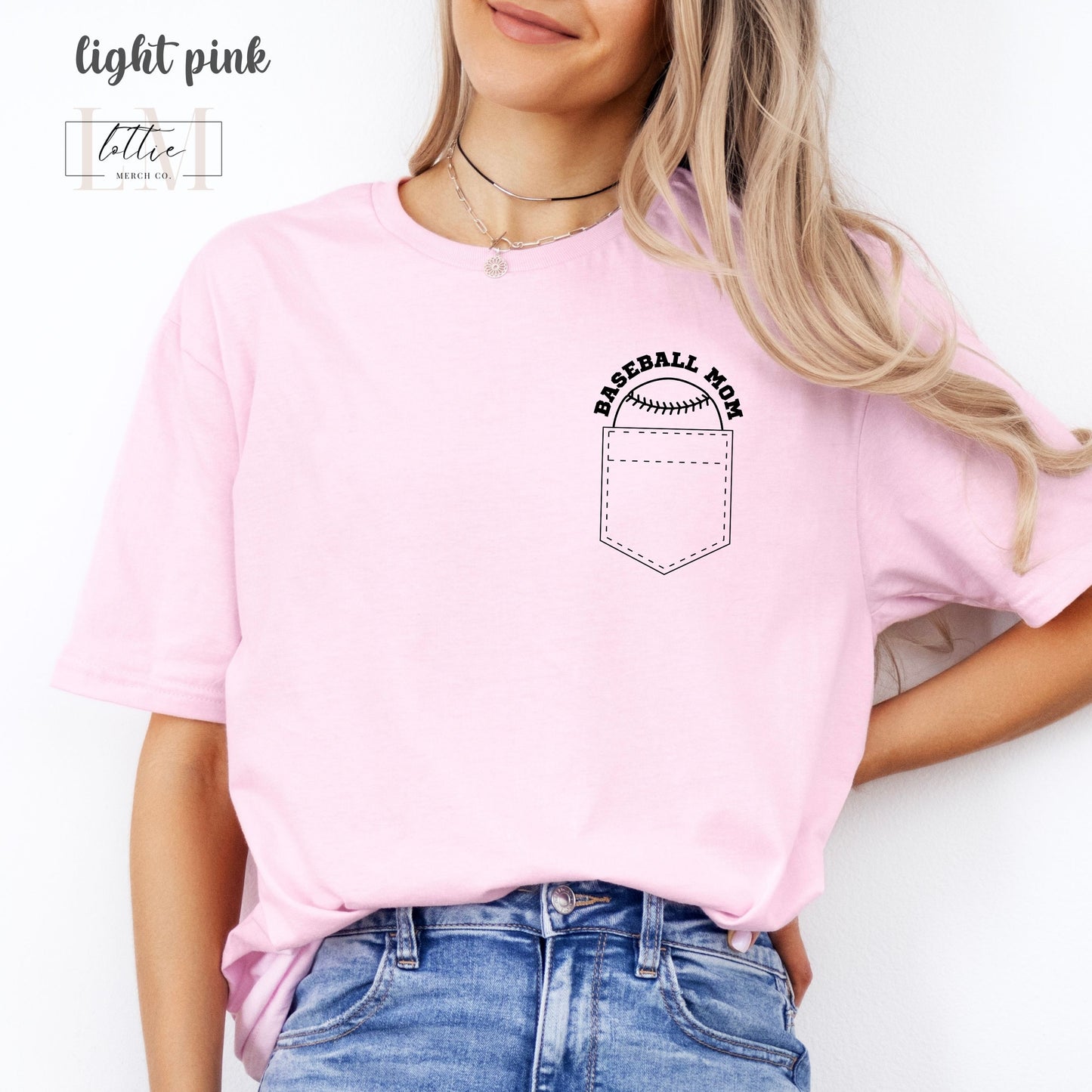 Baseball Mom Pocket Design T-Shirt