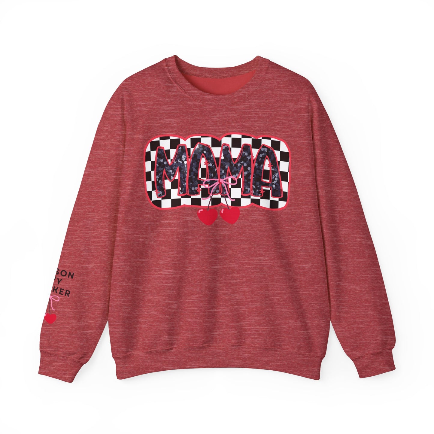 Checkered Cherry Mama Crewneck Sweatshirt (personalized)
