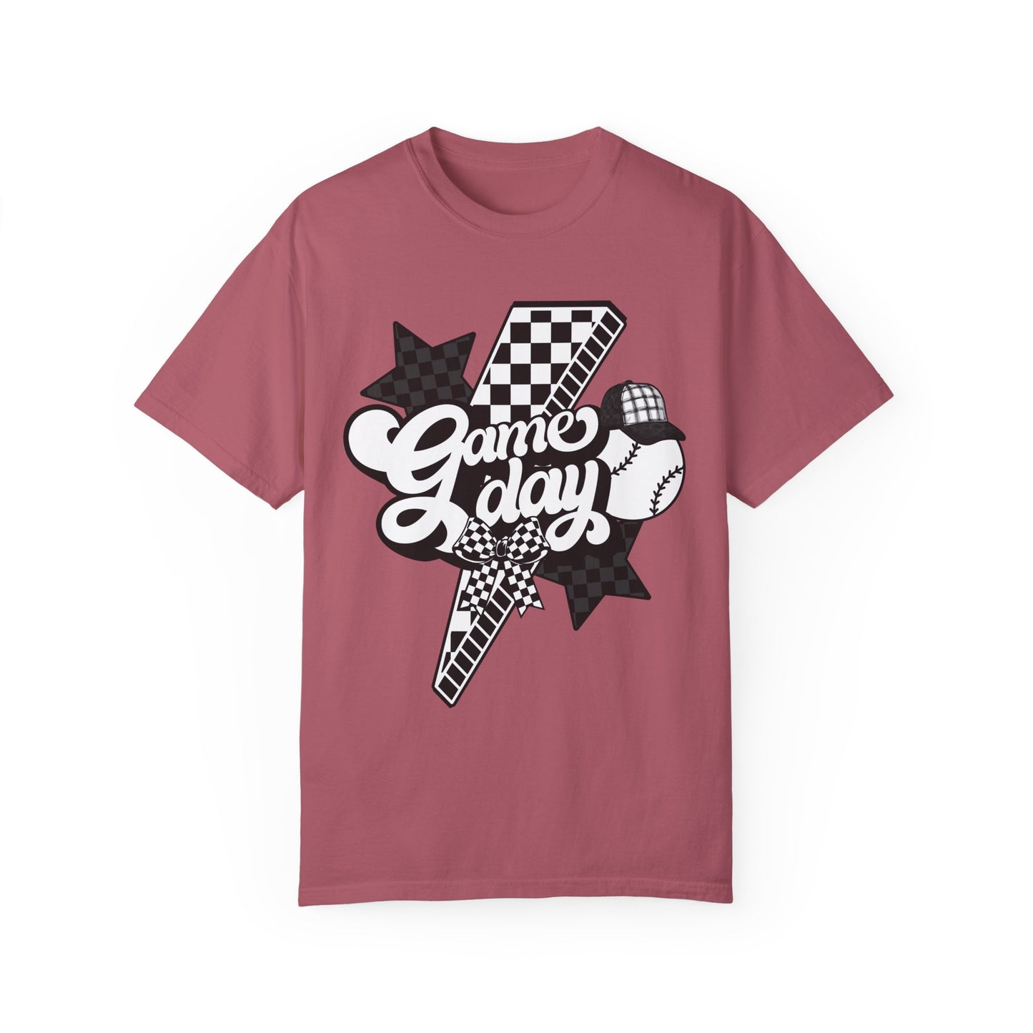 Lightning Bolt Checkered Baseball Game Day T-Shirt
