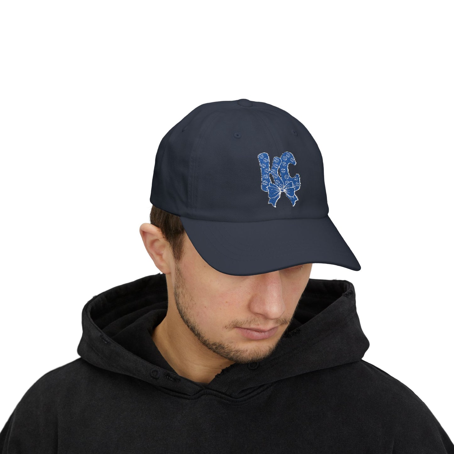 Coquette KC Baseball Doodle Letter Embroidered Dad Cap, Mother's Day Gift, Birthday Gift for Mom