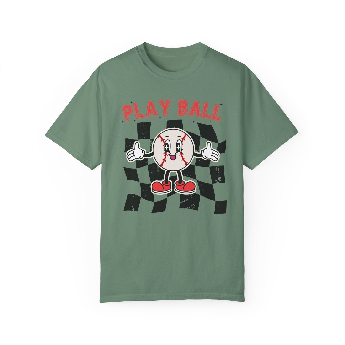 Play Baseball Checkered T-Shirt