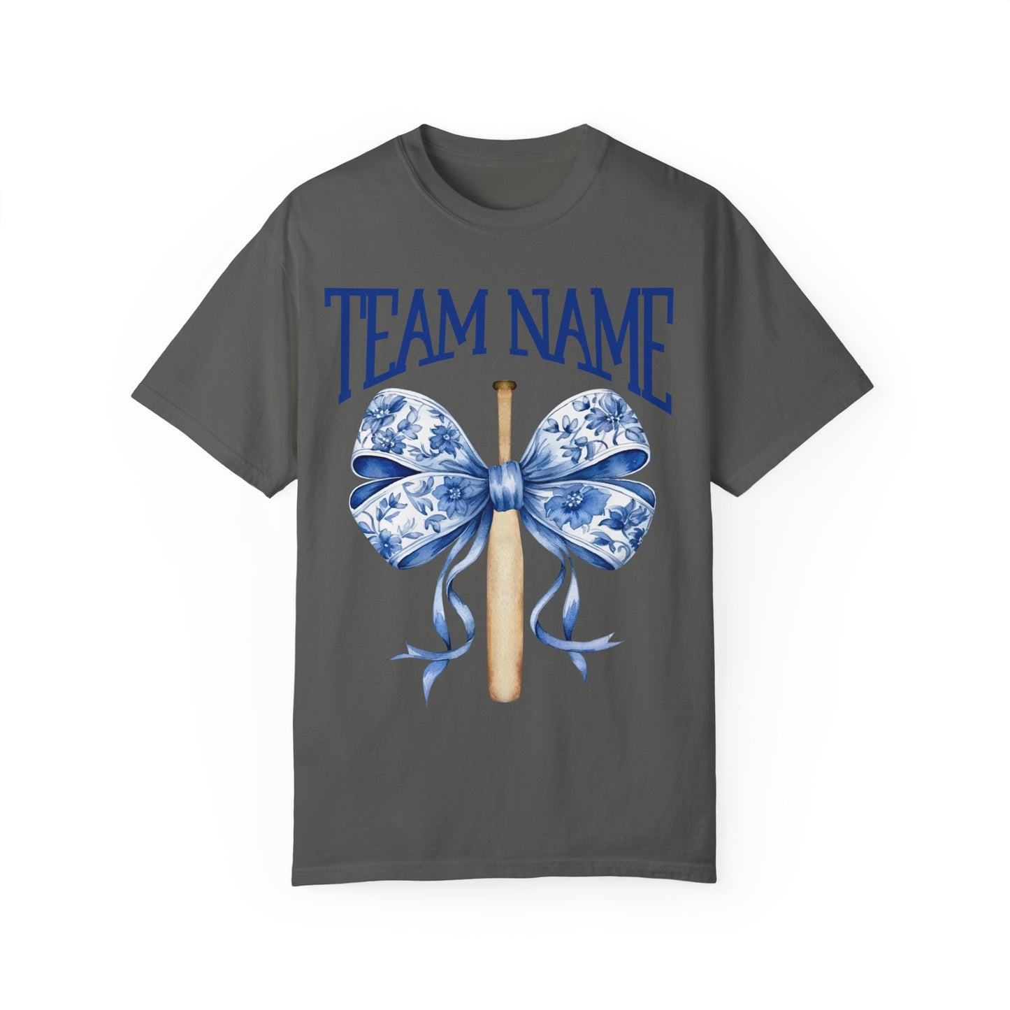 Custom Team Name Toile Baseball Mom Bow T-Shirt