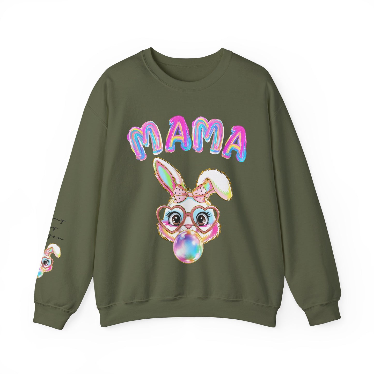 Personalized Mama Bunny Blowing Bubbles Sweatshirt