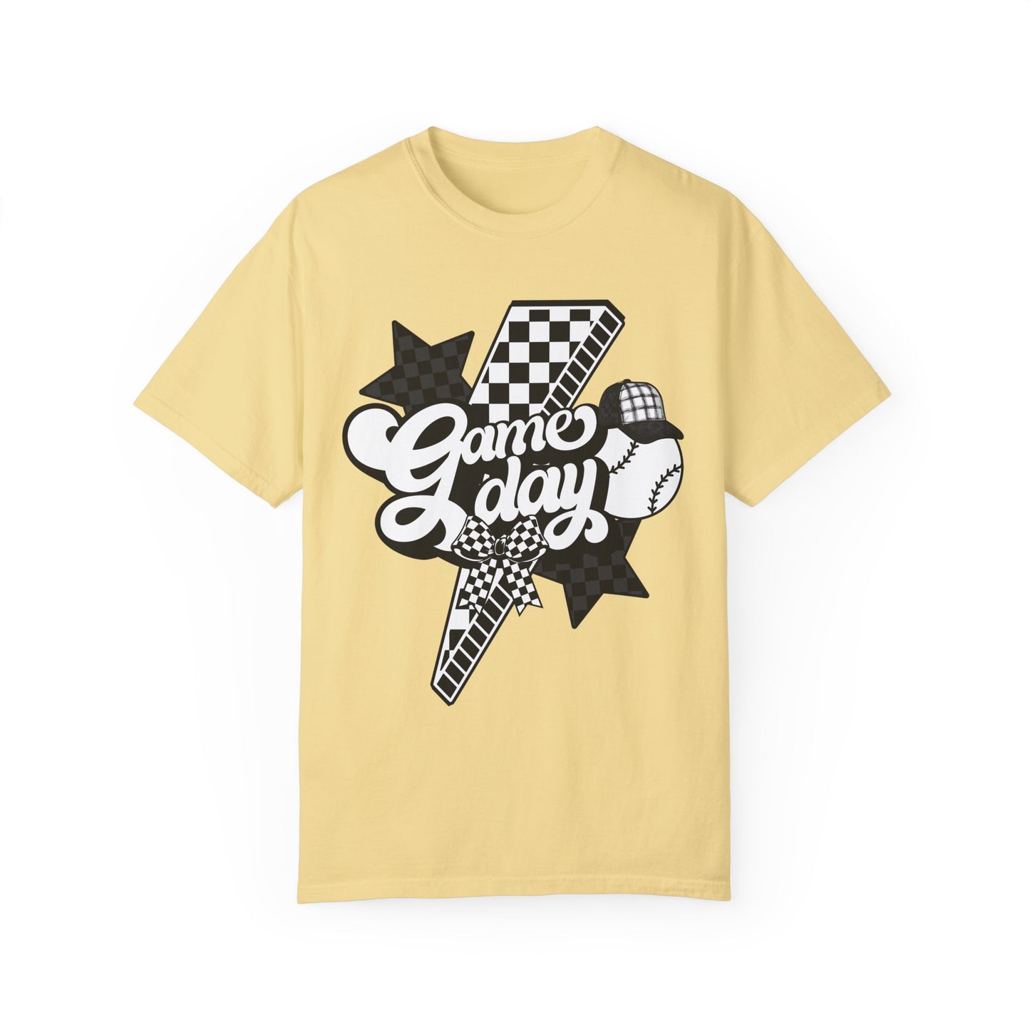 Lightning Bolt Checkered Baseball Game Day T-Shirt