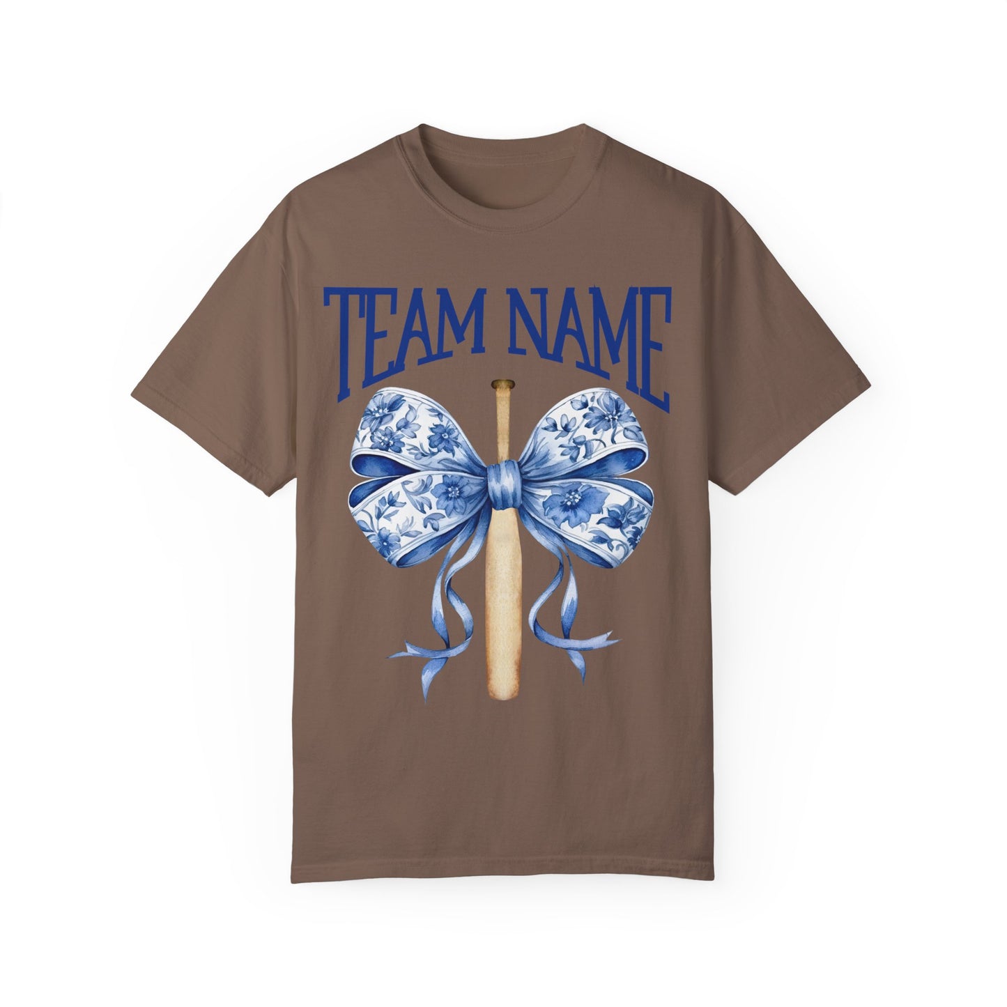 Custom Team Name Toile Baseball Mom Bow T-Shirt