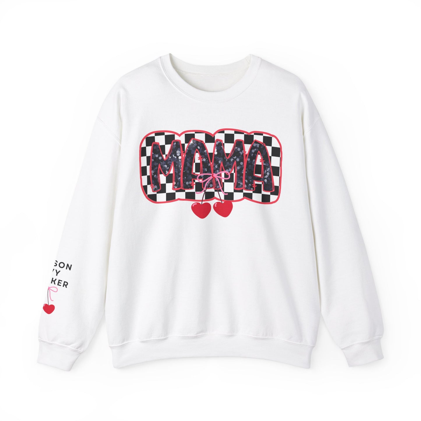Checkered Cherry Mama Crewneck Sweatshirt (personalized)