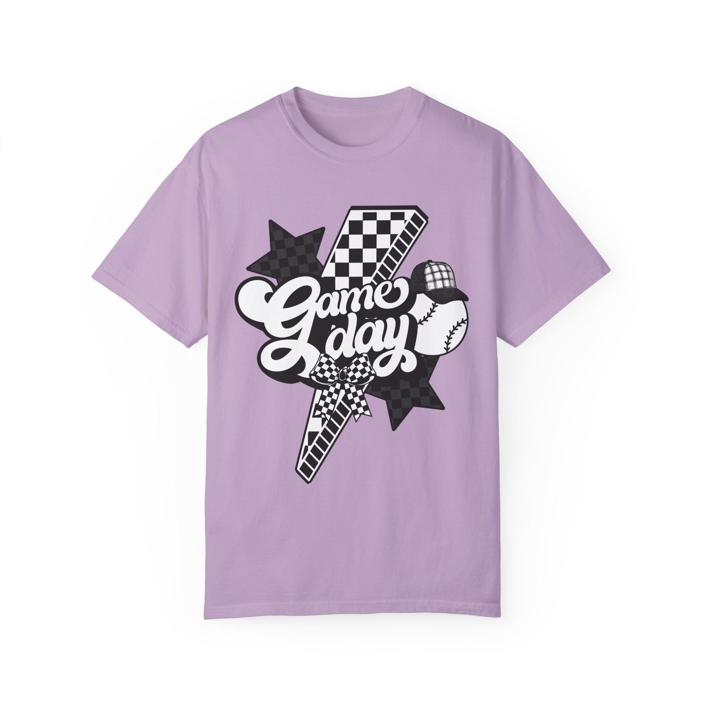 Lightning Bolt Checkered Baseball Game Day T-Shirt