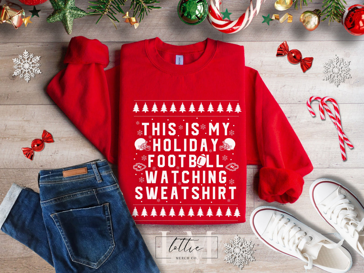 NEW Kansas City Holiday Football Sweatshirt