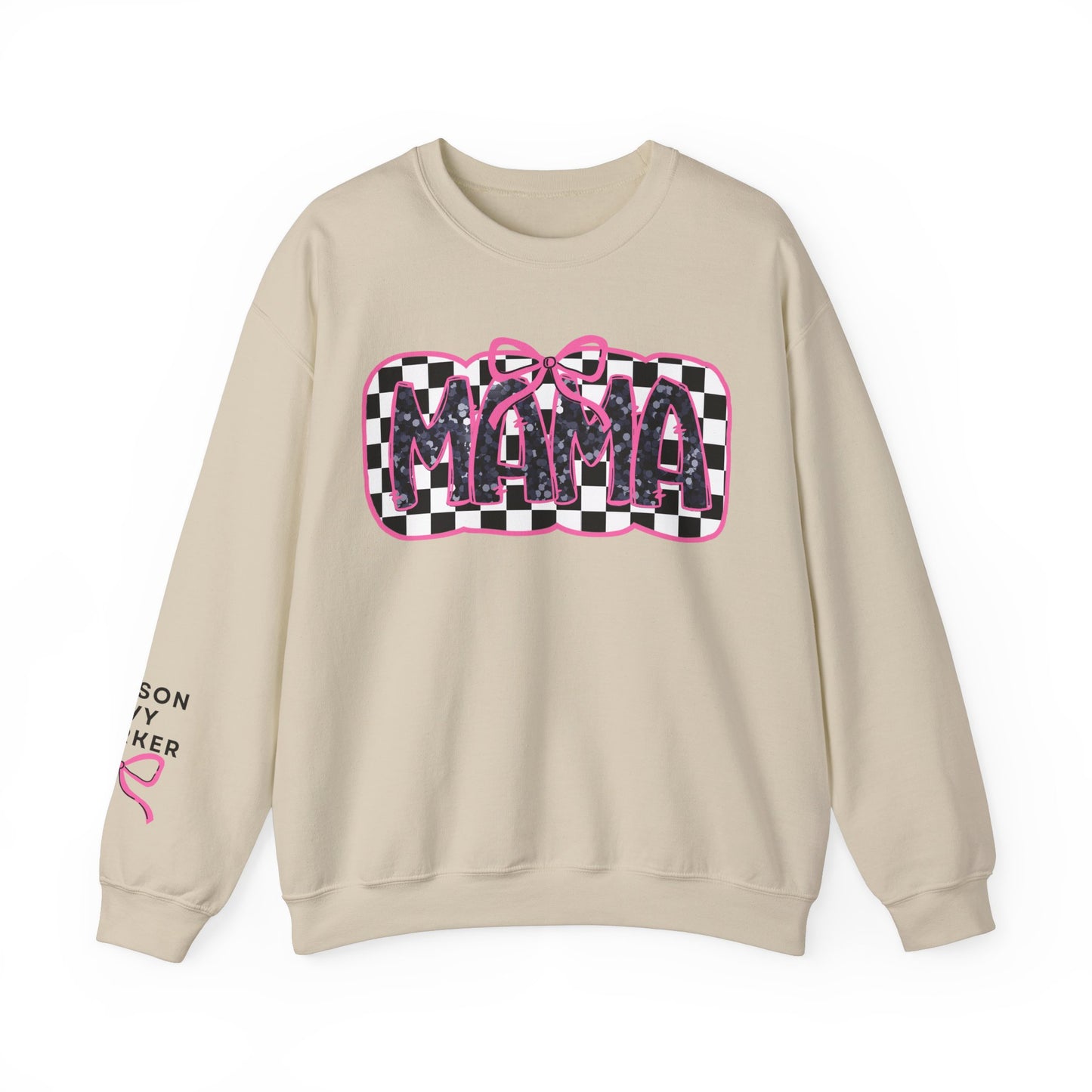 Personalized Bow Checkered Mama Sweatshirt