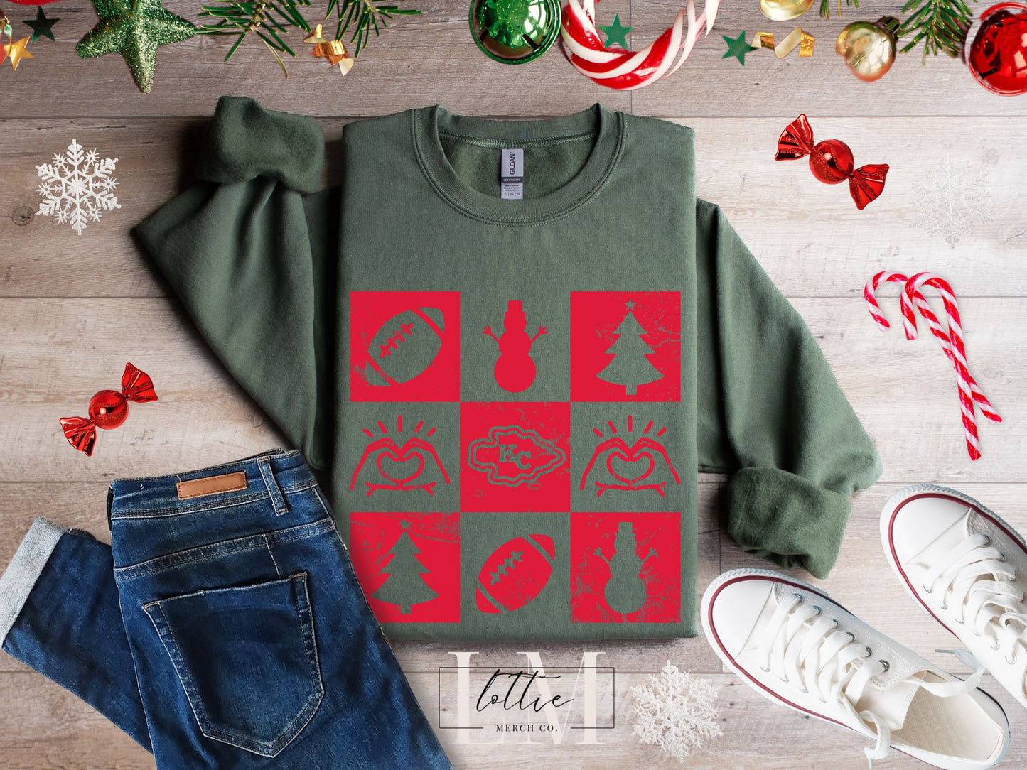 NEW Kansas City Football Christmas Crewneck Sweatshirt