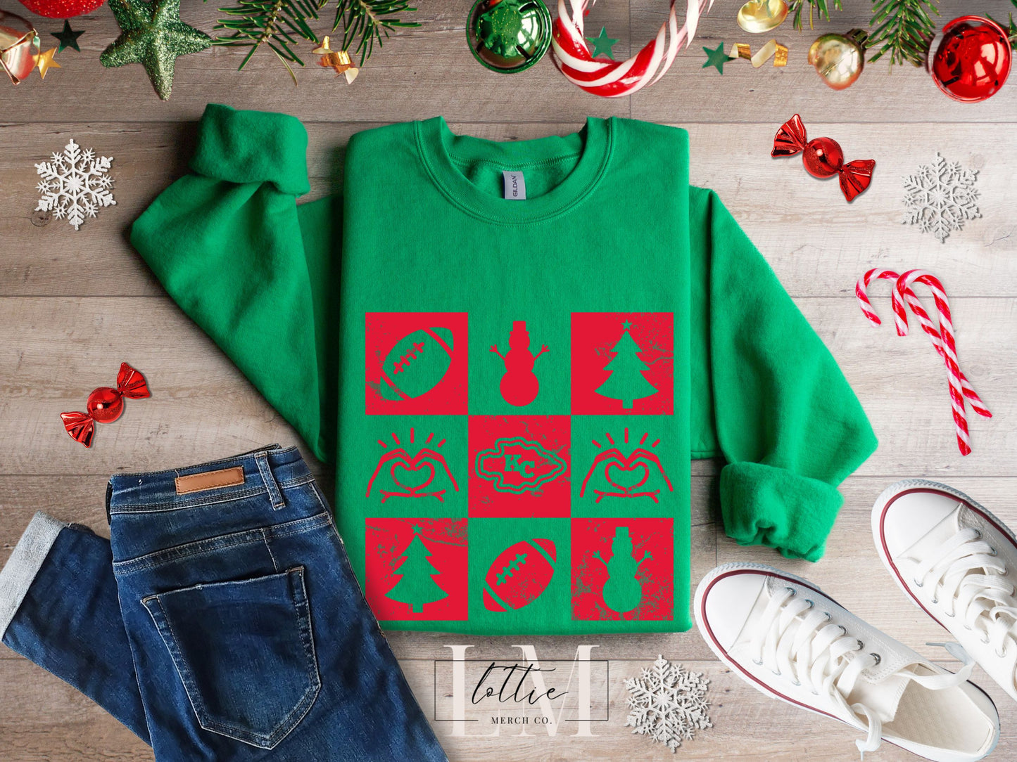 NEW Kansas City Football Christmas Crewneck Sweatshirt