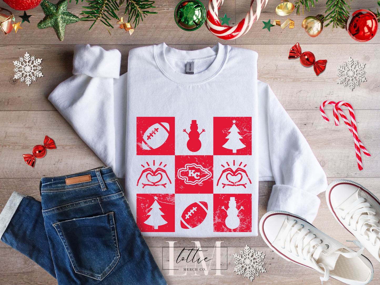 NEW Kansas City Football Christmas Crewneck Sweatshirt