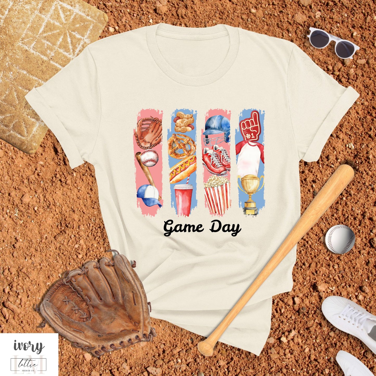 Watercolor Baseball Game Day T-Shirt
