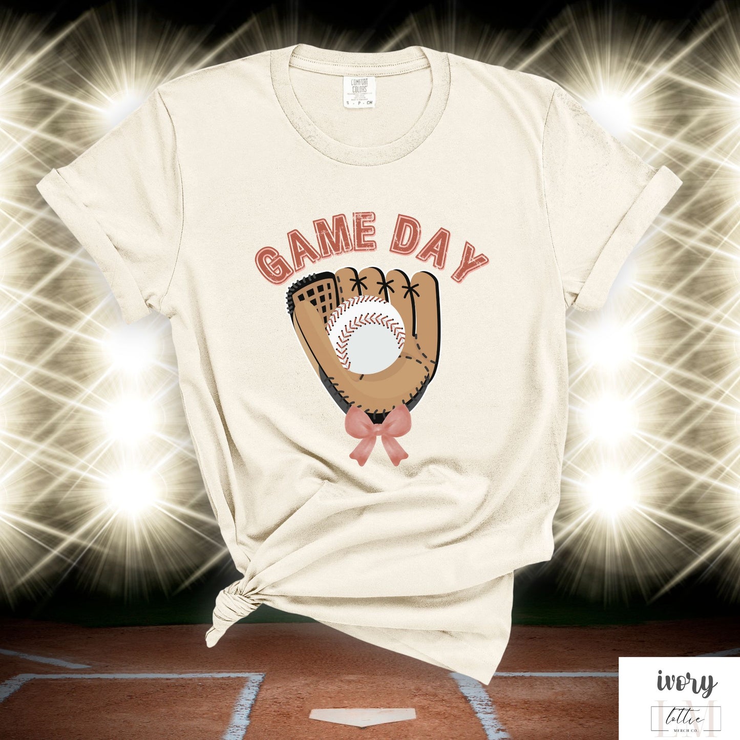 Game Day Glove Baseball Bow T-Shirt