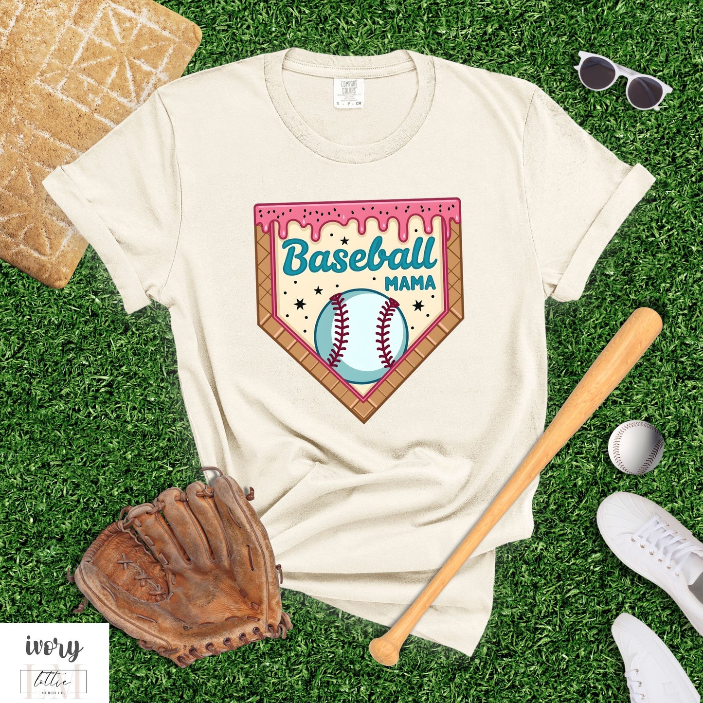 Drippy Ice Cream Cone Baseball Mama T-Shirt