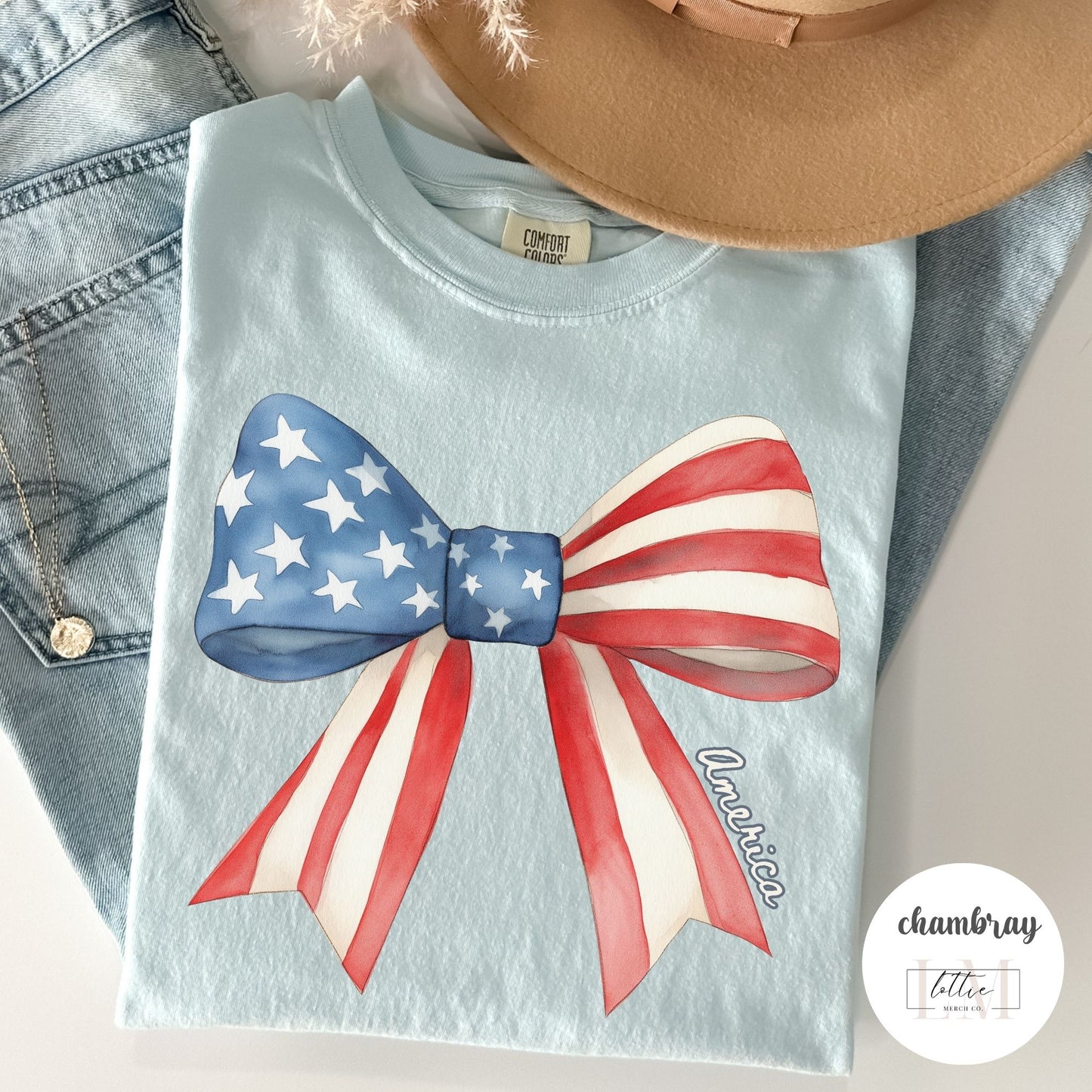 American Flag Bow T-Shirt