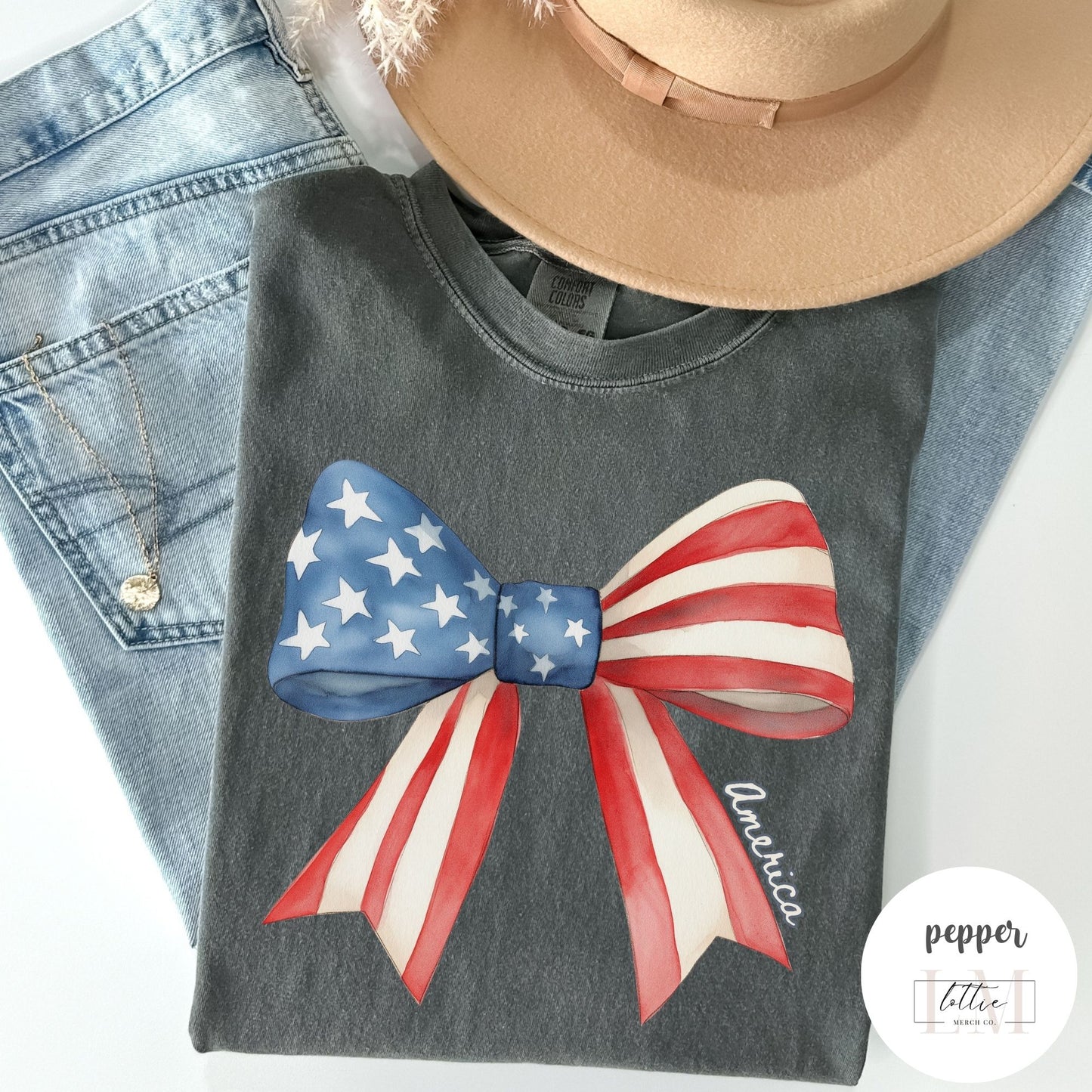 American Flag Bow T-Shirt