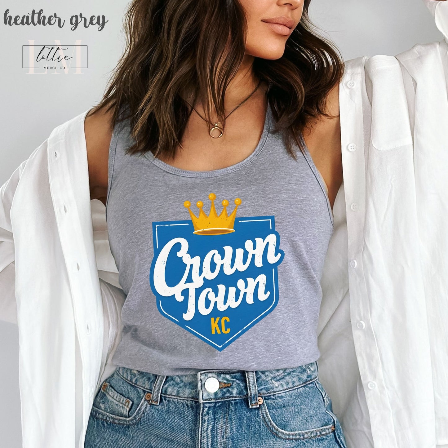 Crown Town Women's Racerback Tank, Kansas City Baseball Tank Top, KC Baseball T-shirt