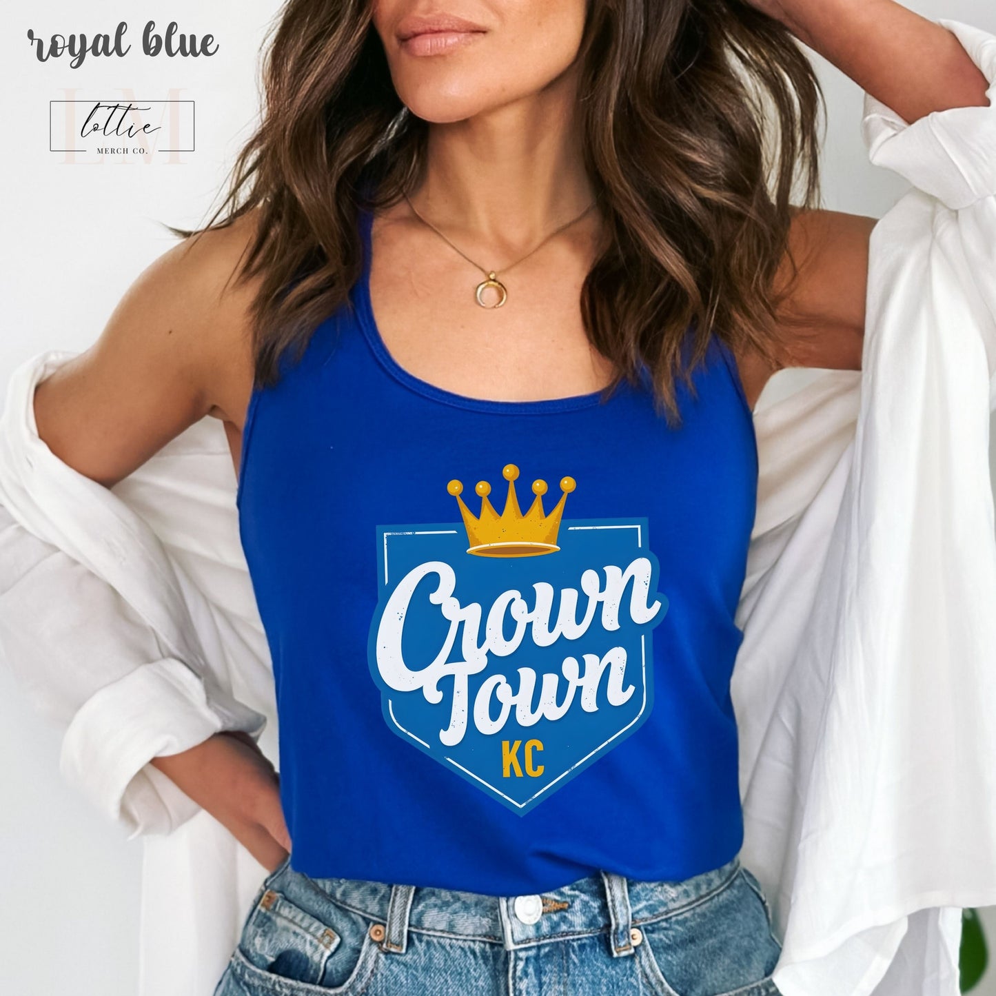 Crown KC Town Women's Racerback Tank, Kansas City Baseball Tank Top, KC Baseball T-shirt