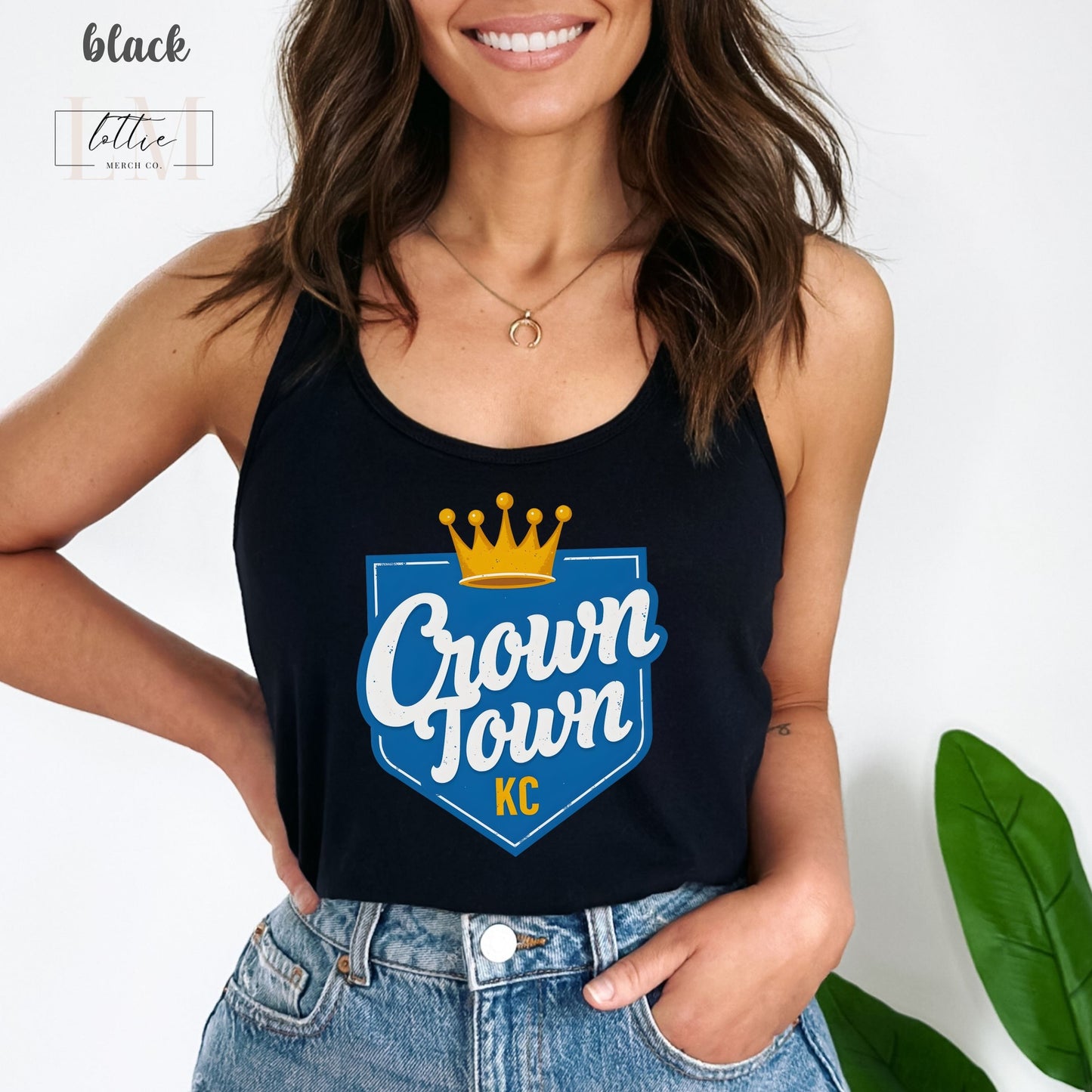 Crown KC Town Women's Racerback Tank, Kansas City Baseball Tank Top, KC Baseball T-shirt