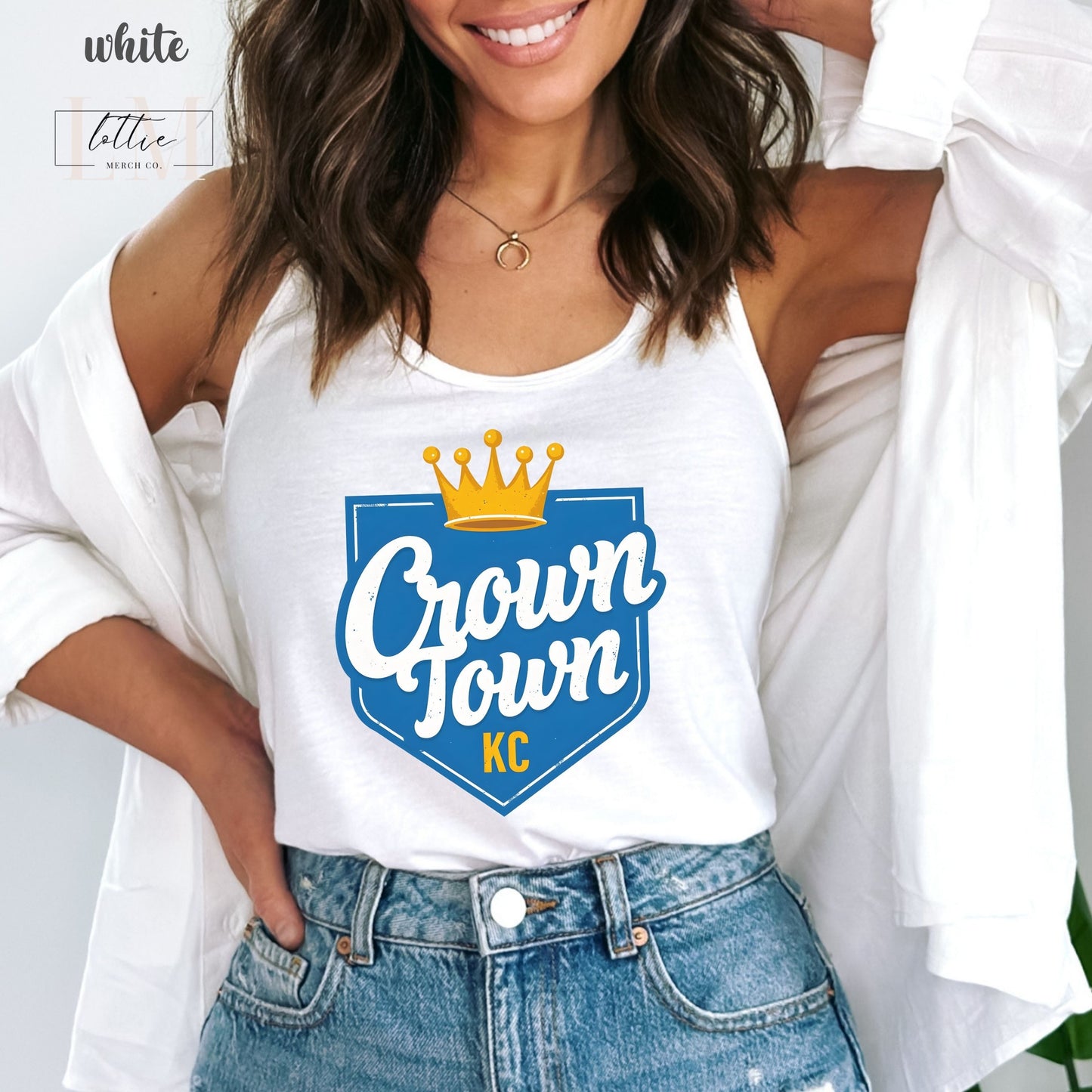 Crown KC Town Women's Racerback Tank, Kansas City Baseball Tank Top, KC Baseball T-shirt