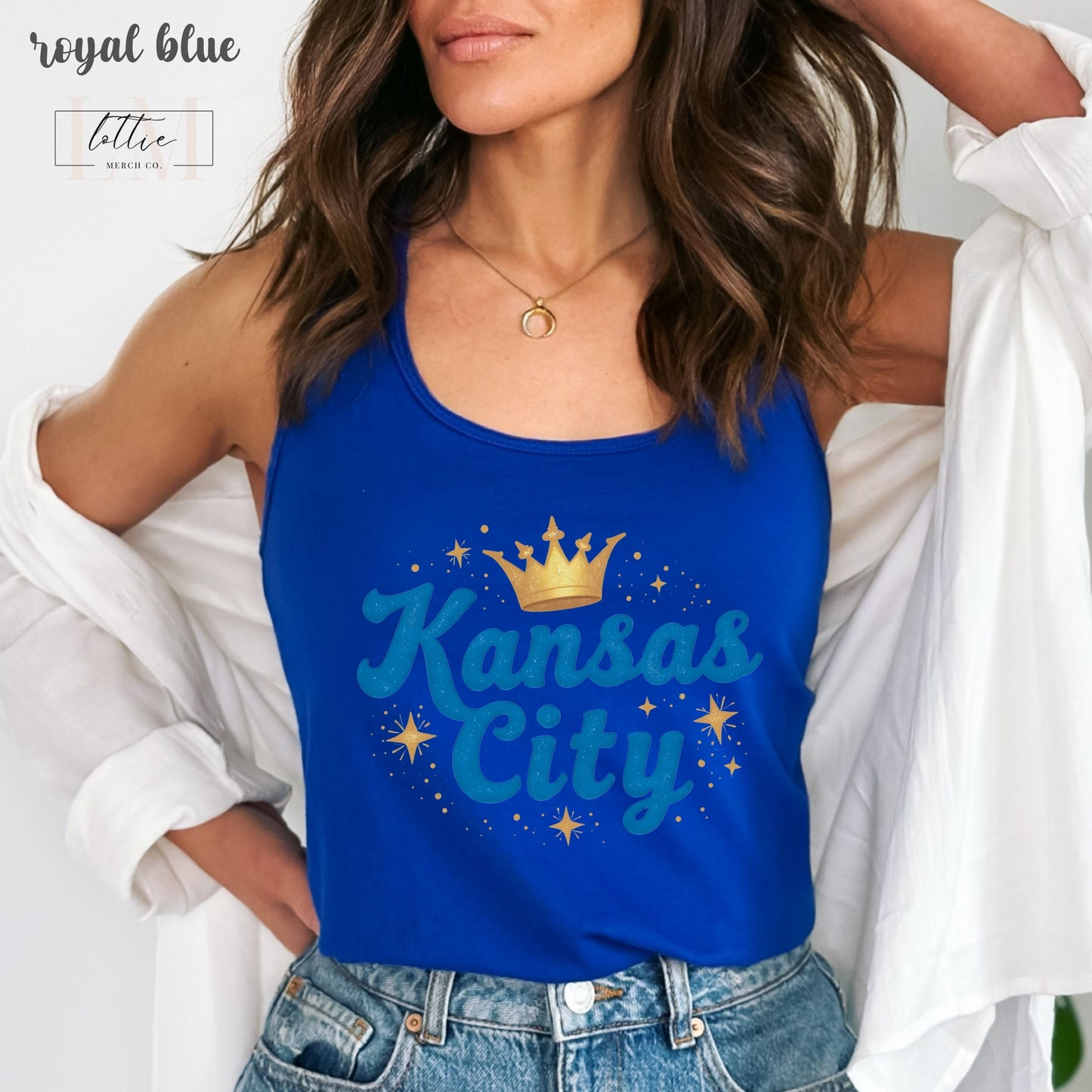 Kansas City Crown Women's Racerback Tank, Kansas City Baseball Tank Top, KC Baseball T-shirt