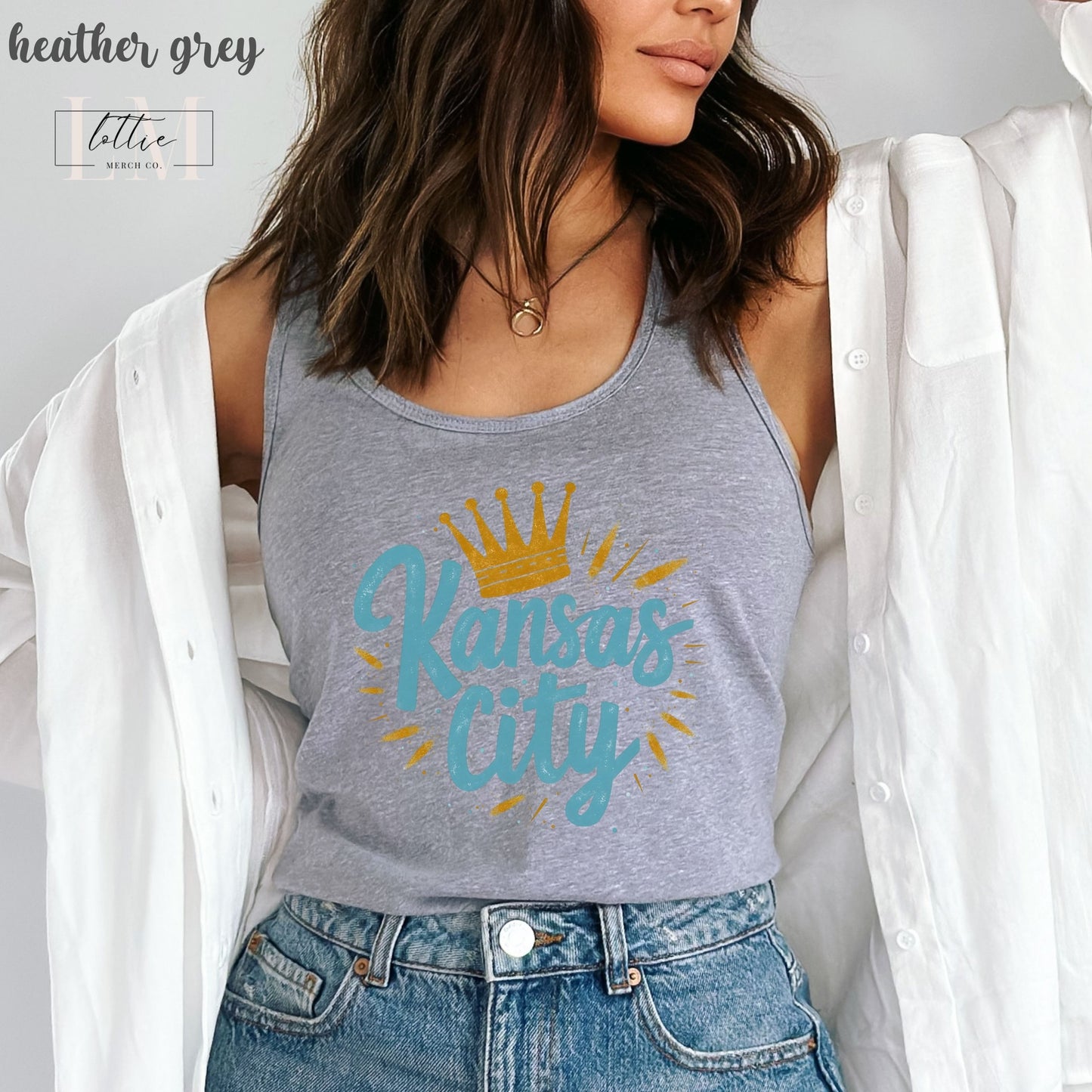 Kansas City Crown Women's Racerback Tank, Kansas City Baseball Tank Top, KC Baseball T-shirt