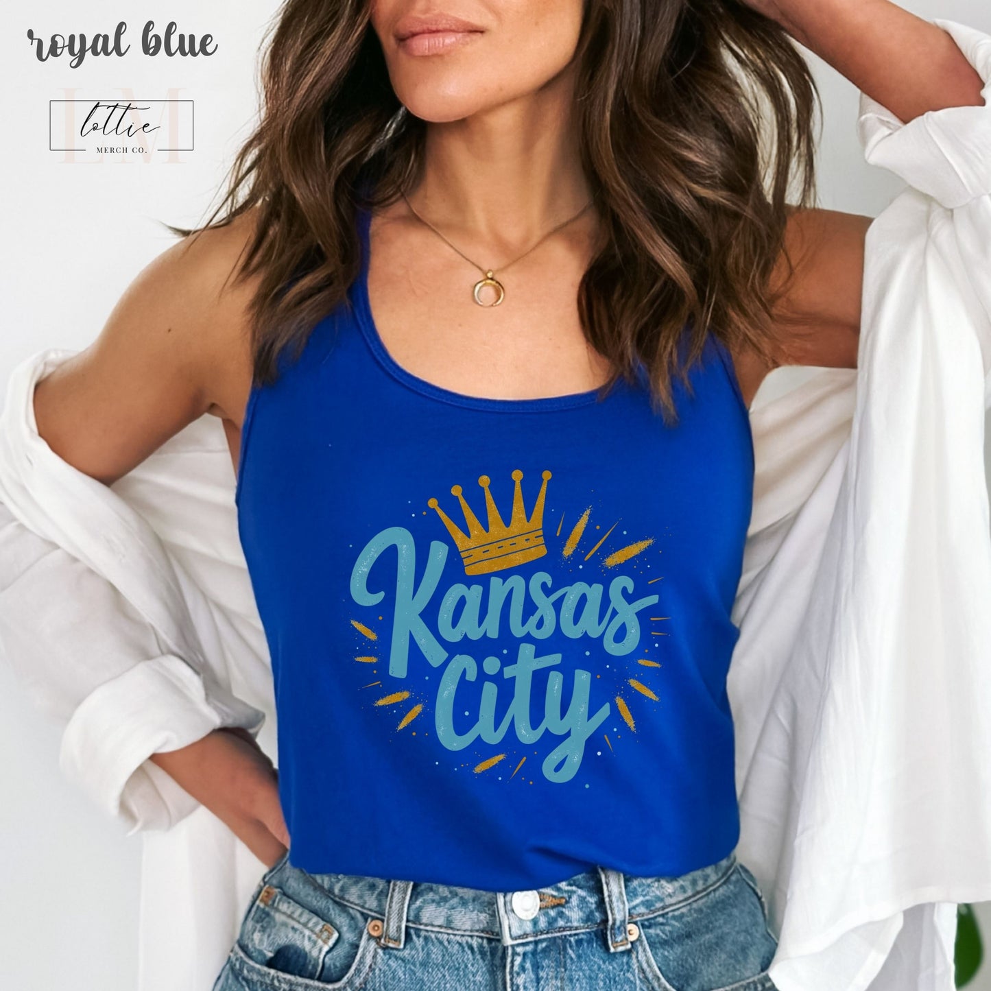 Kansas City Crown Women's Racerback Tank, Kansas City Baseball Tank Top, KC Baseball T-shirt